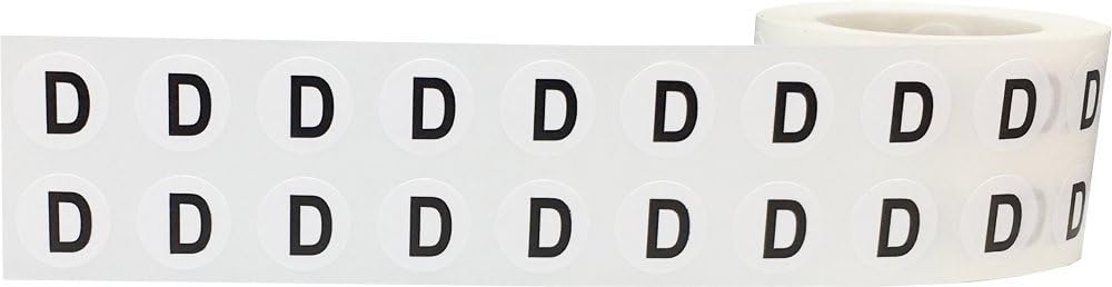 Letter D Inventory Labels .5 Inch Round Circle Dots 1,000 Adhesive Stickers