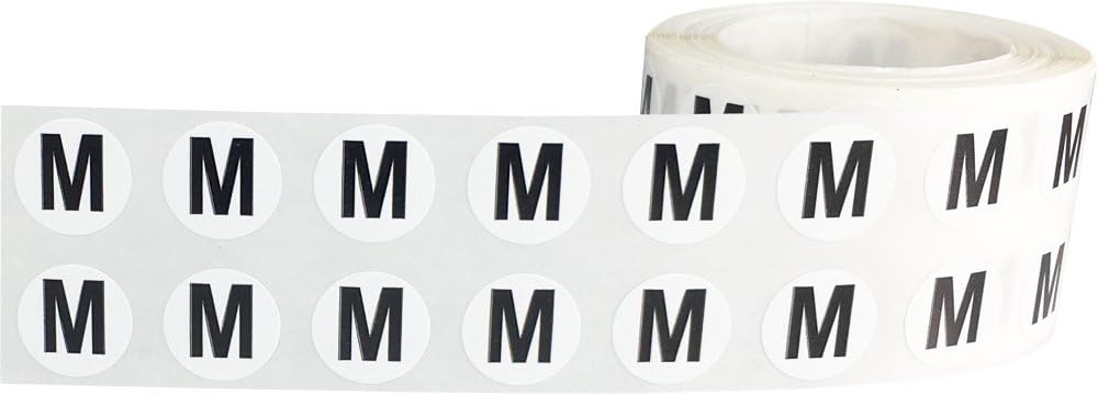 Letter M Inventory Labels .5 Inch Round Circle Dots 1,000 Adhesive Stickers