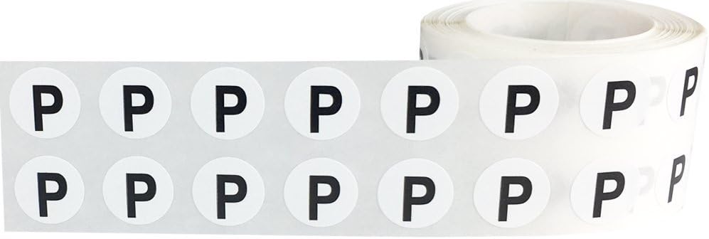 Letter P Inventory Labels .5 Inch Round Circle Dots 1,000 Adhesive Stickers
