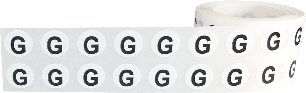 Letter G Inventory Labels .5 Inch Round Circle Dots 1,000 Adhesive Stickers