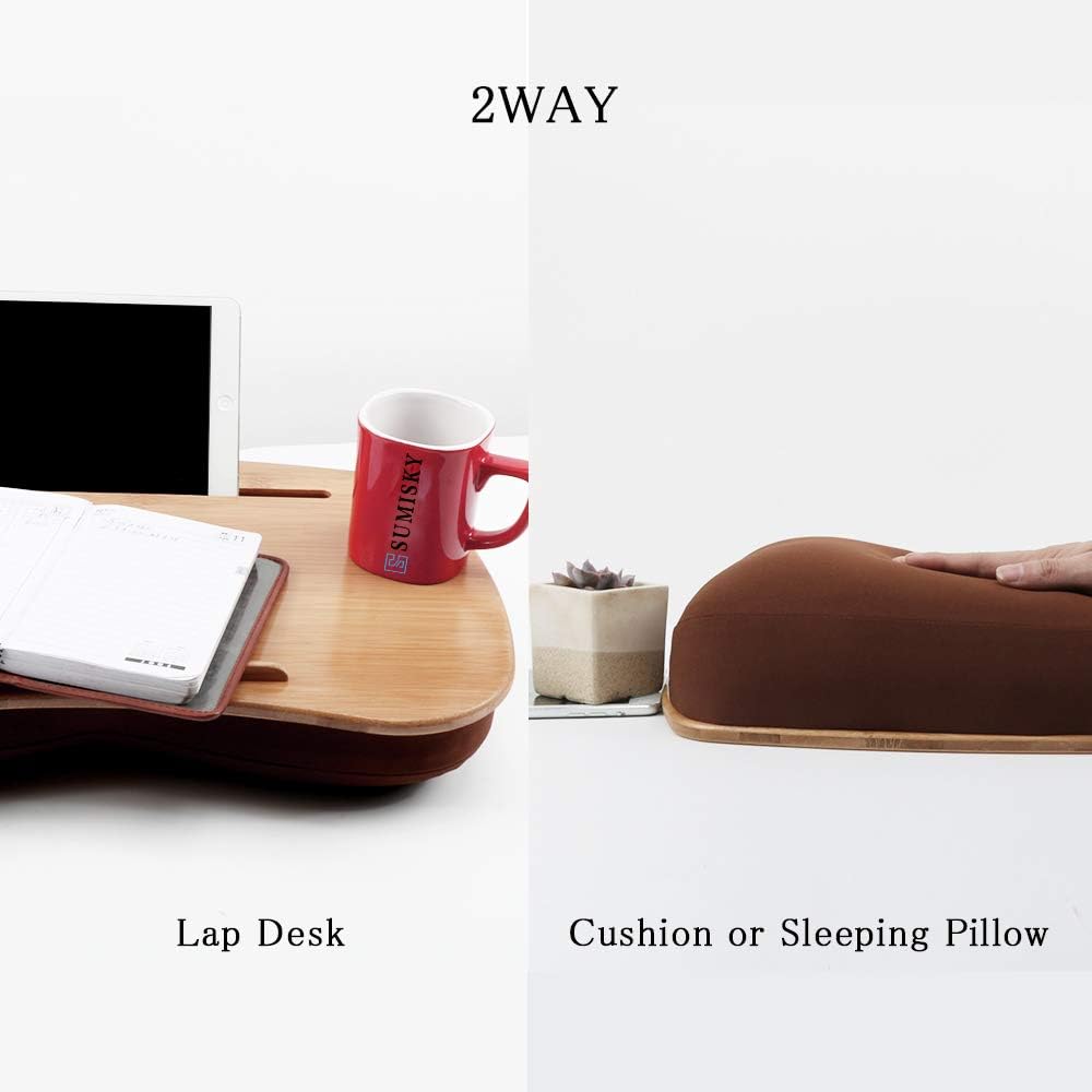 SUMISKY Lap Desk-Portable Laptop Table with Bamboo Platform Phone Holder (M(18.5"x11.8"))