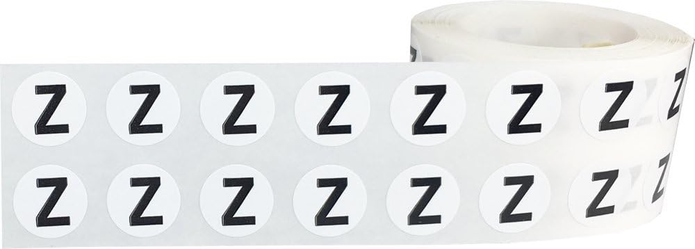 Letter Z Inventory Labels .5 Inch Round Circle Dots 1,000 Adhesive Stickers