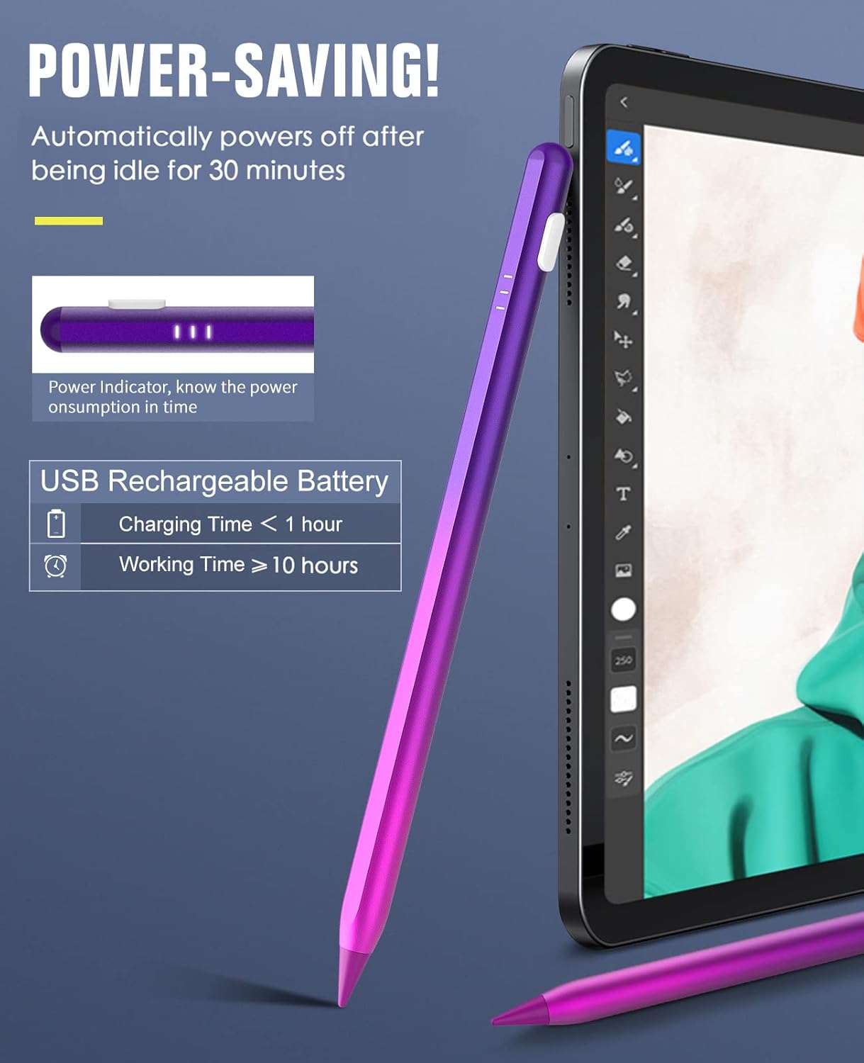 TiMOVO Stylus Pen for iPad, iPad Pencil 2nd Generation with Palm Rejection for 2018-2025 iPad 11th/10th/9th/8th/7th Gen, iPad Pro 13"/11"(M4)/12.9", iPad Air 11"/13" (M3/M2), iPad Mini 7/6th,Purple