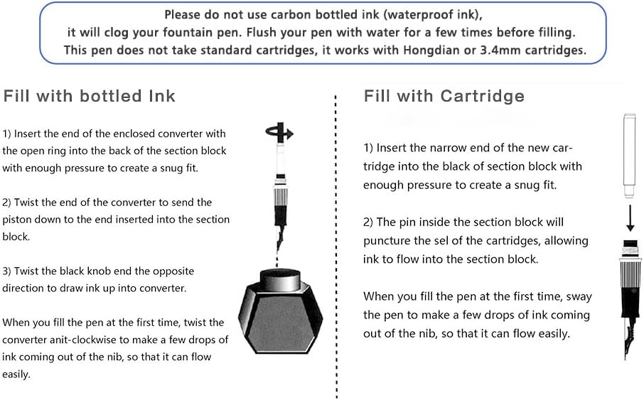 Black Forest Fountain Pen Fine Nib, Ink Cartridge Not Included, Classic Design with Converter and Metal Pen Case Set