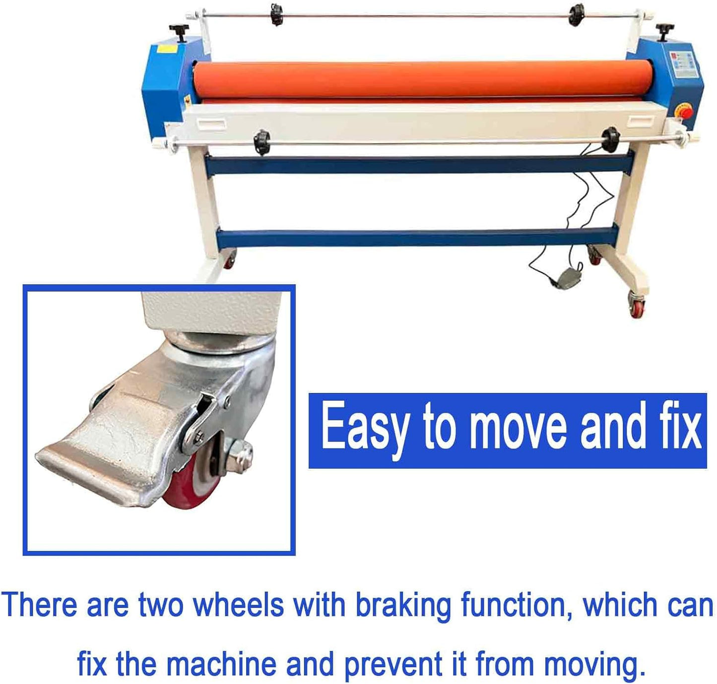 51in(1300mm) 110V Electric/Manual Cold Laminating Machine with Film Release Rod, Adjustable Speed Laminator with Foot Pedal, Soft Rubber Roller, for Cold Mounting Photos