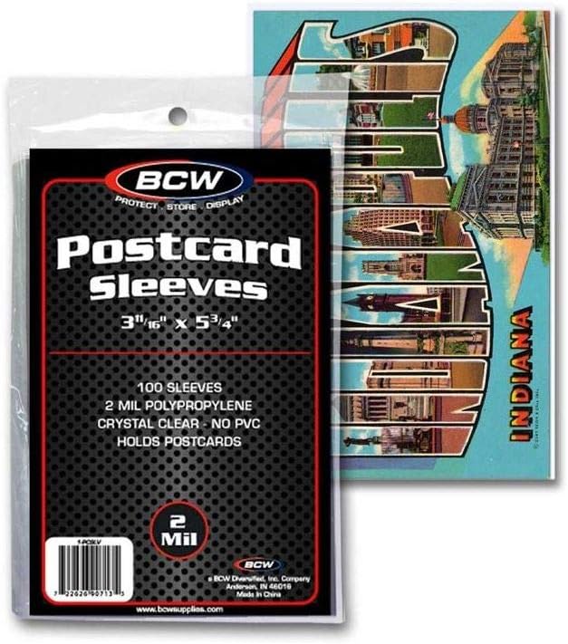 BCW Postcard Sleeves | 200 Clear Sleeves | Acid-Free Polypropylene | Protect Standard Size Postcards, Photos, and Trading Cards