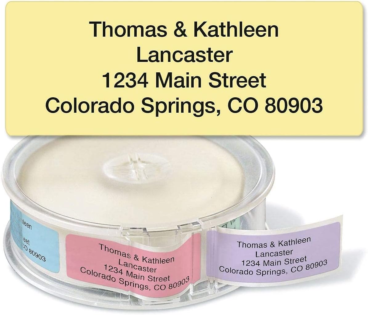 Colorful Images Pastel Multicolor Rolled Return Address Mailing Labels with Dispenser, Customize with Name & Shipping Address, 500 Self Adhesive, Easy Peel Sticker Label Roll, 3/4" x 2 1/2"