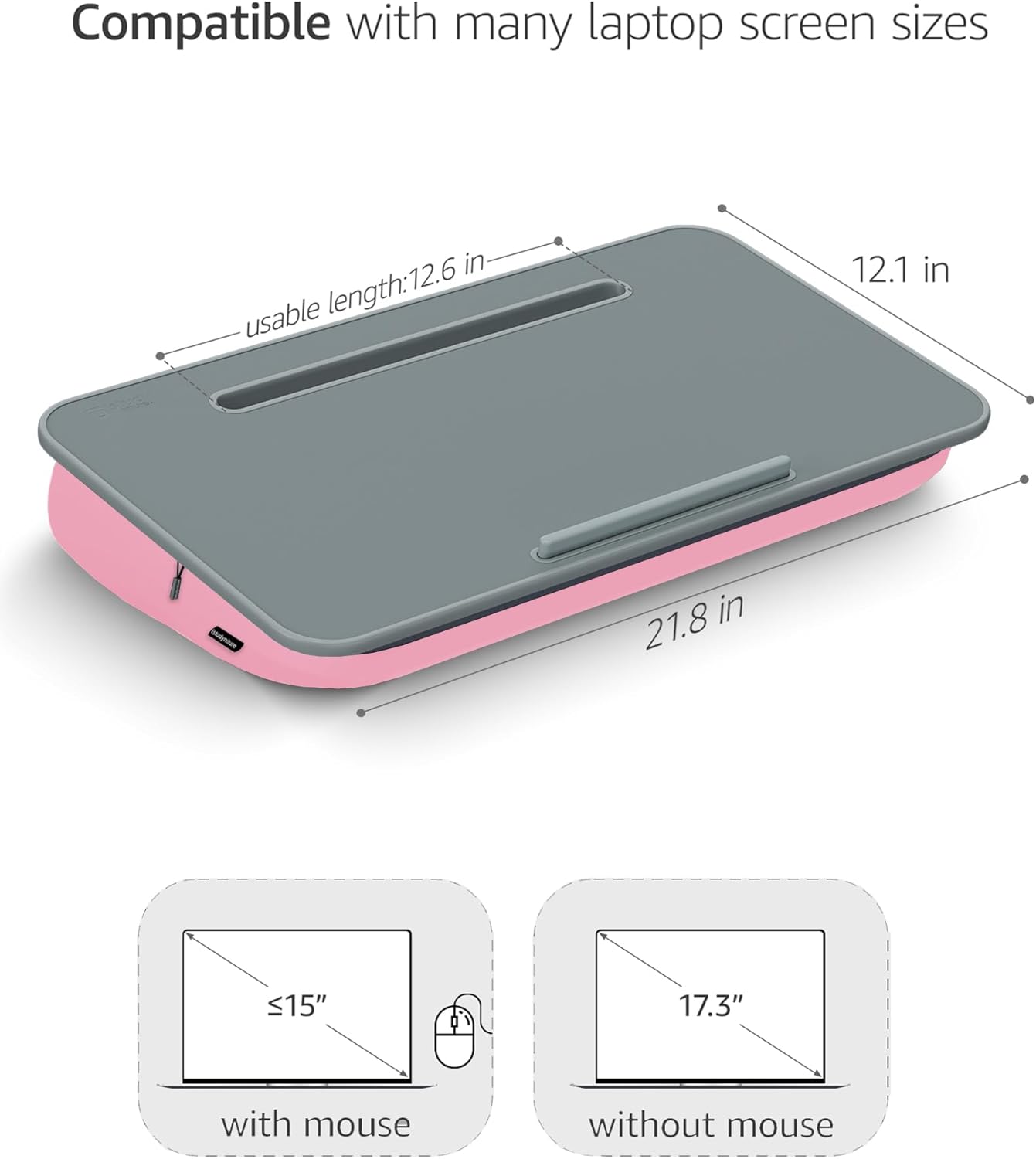 Lap Desk with Washable Cushion – Fits up to 17-In Laptops – Portable Laptop Desk & Stand – Bed desks & Tray for Writing, Reading, Working, Gaming on Bed, Couch, Floor – Istudyniture - Large, Rose Pink