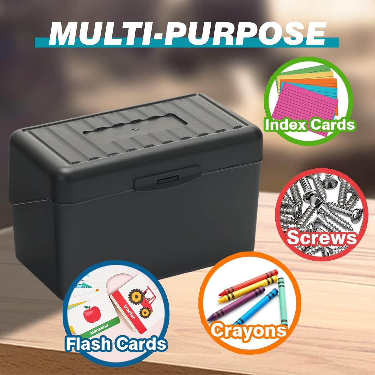 H4D Index Card Holder 3x5, Index Card Box Organizer Case, 3x5 Flash Note Card Holder, 2 Packs (Black)