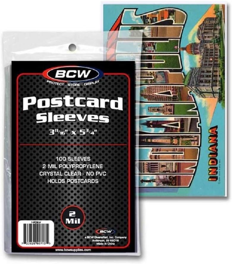 BCW Postcard Sleeves | 100 Clear Sleeves | Acid-Free Polypropylene | Protect Standard Size Postcards, Photos, and Trading Cards