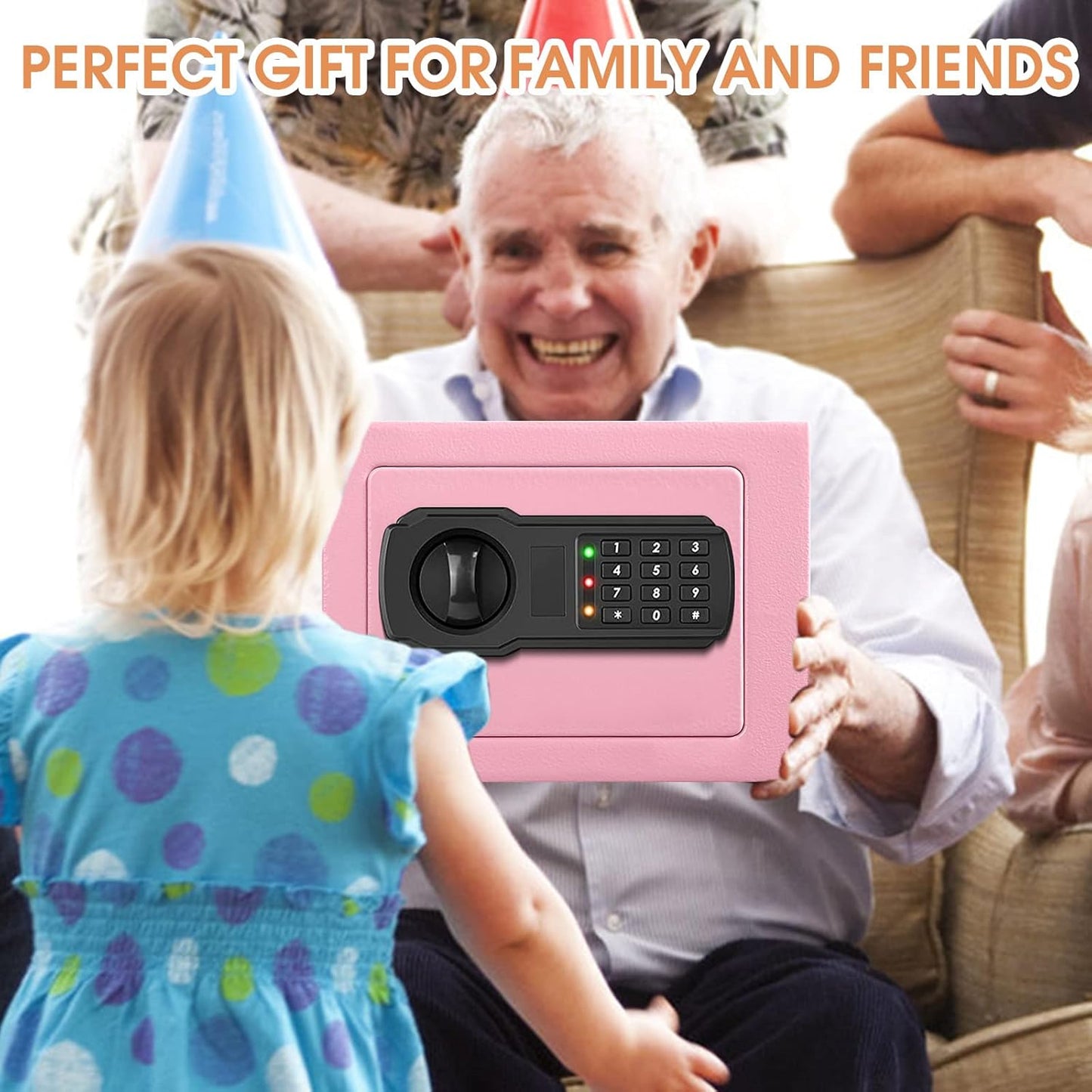 Small Mini Fire Safe Box for Home, 0.3 Cubic Feet Medication Lock Box, Security Money Safes with Digital Keypad, Spare Keys, Personal Safes for Money, Jewelry, ID Documents