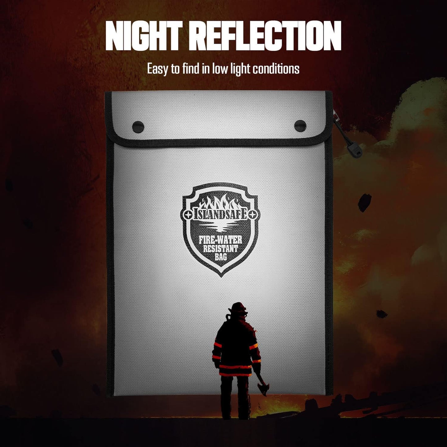 Fireproof Document Bag, Waterproof Money Bag Pocket with Zipper Closure, Storage Pouch for Valuables, A4 A5 Document File, Cash, Credit Card, Passport (Grey, 13 x 9 inch)