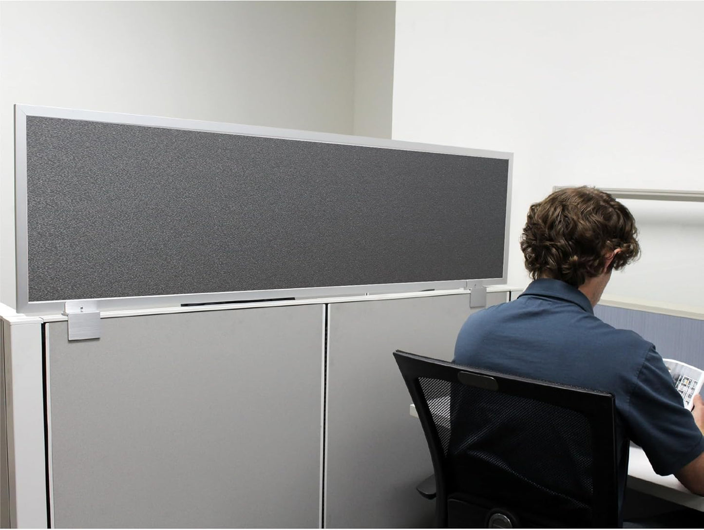 OBEX Acoustical Cubicle Privacy Screen Extender Desk Panel & Office Divider, Add Separation & Block Noise, 18" x 30", Graphite