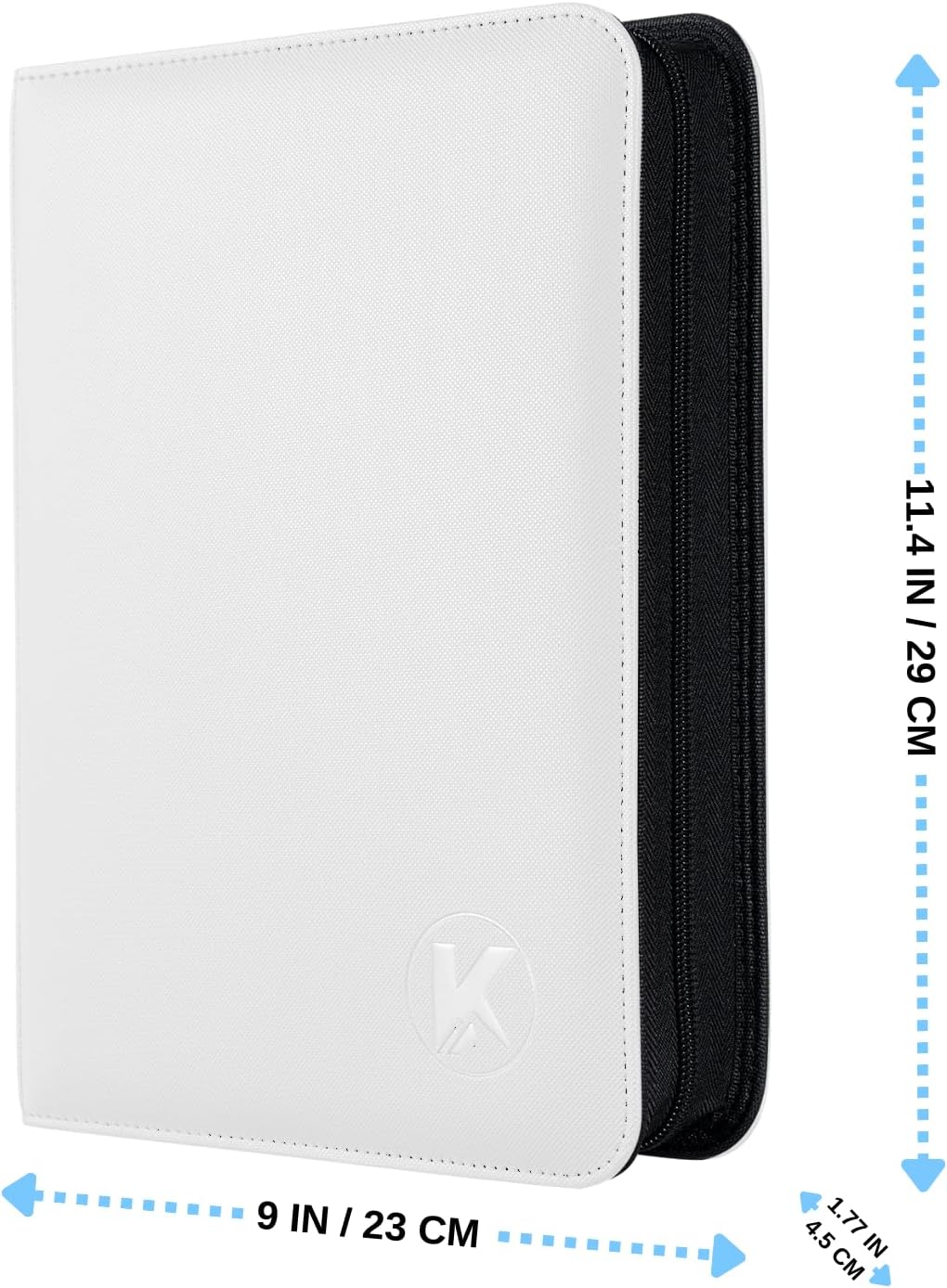 Toploader Binder, Holds 128+ Toploaders, 4 Pocket Top Loader Card Storage Case, Double-Sided Pockets for trading card in 3 x 4'' Toploaders(White)