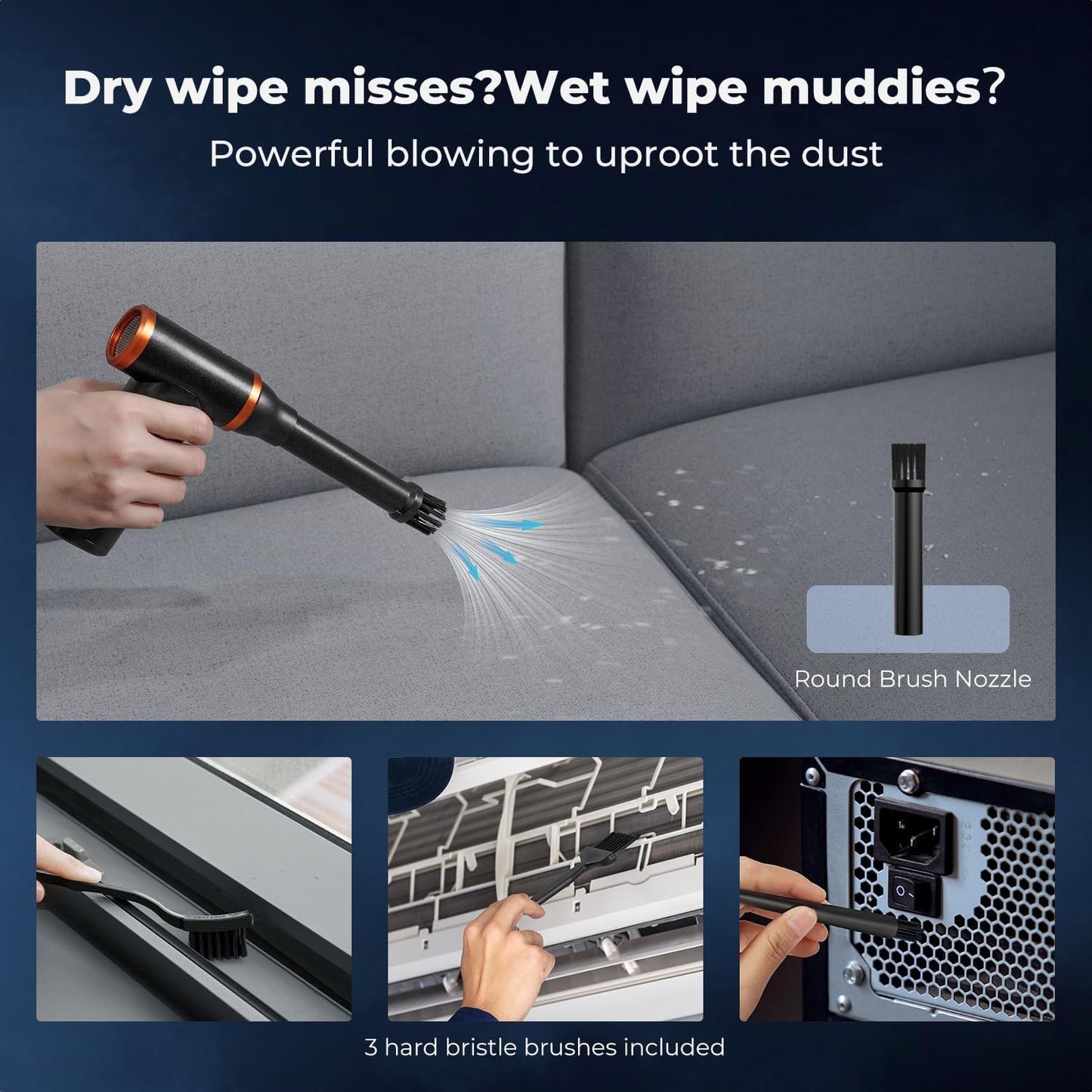 K&F Concept Electric Compressed Air Duster|300000RPM Vacuum Cleaner|3 Gear Adjustable|Super Wind Power| Rechargeable Brushless Motor|for Deep Computer Clean, Keyboard, Car, Home,Outdoor