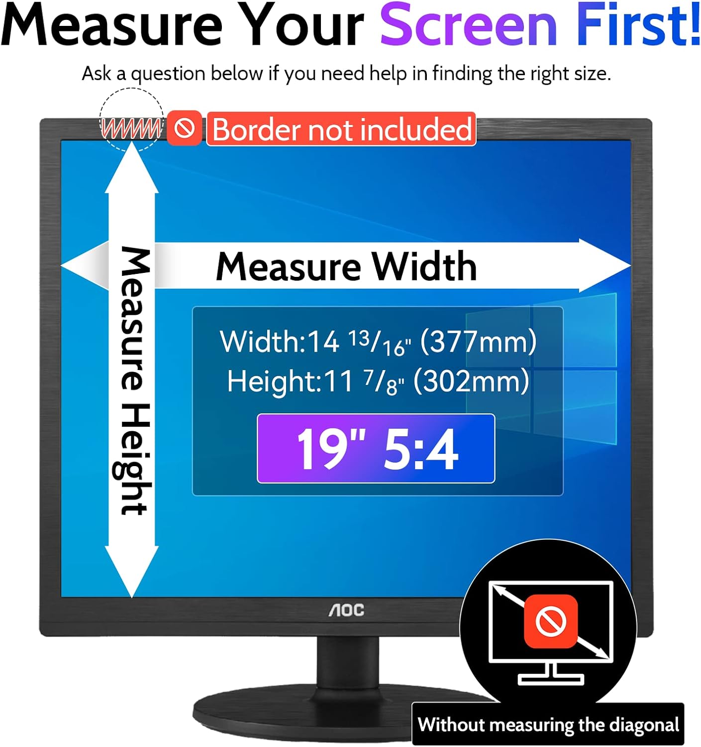 Computer Privacy Screen 19 Inch for 5:4 Standard Monitor, Removable 19inch Anti Blue Light Glare Shield Monitor Privacy Filter (14 13/16" x 11 7/8")