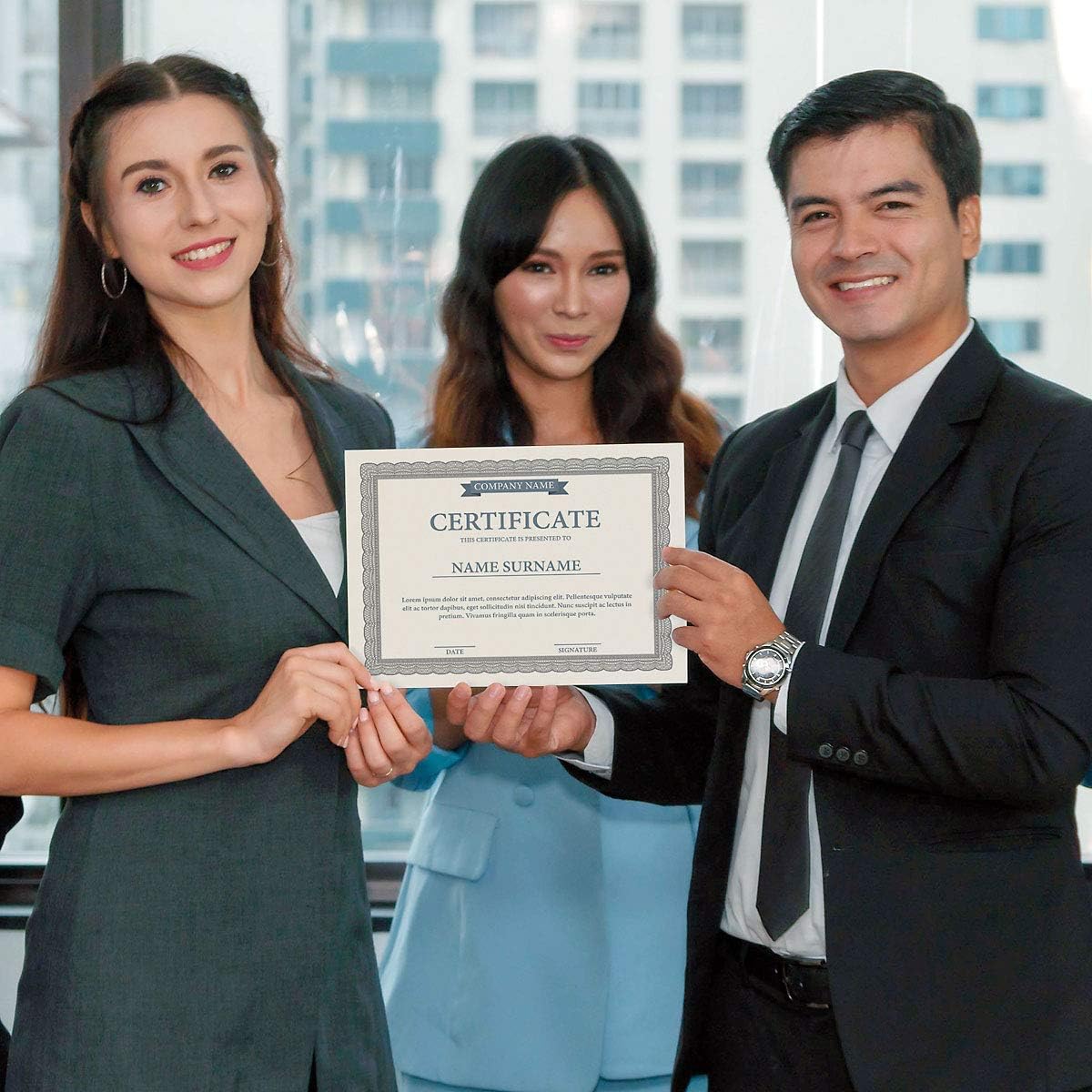 Executive Gray & White Parchment Certificate Papers - Pack of 100, Laser & Inkjet Printer Compatible, For Office, Business Awards, Graduation, School Diplomas, 8-1/2" x 11" on 60 lb. Text Stock