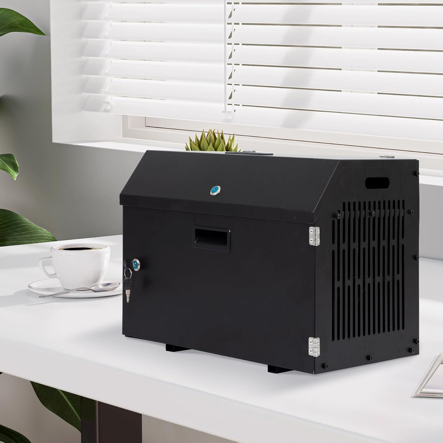 biosp 12-Device Portable Charging Station with Lock for Tablets, iPads, Chromebooks, Locking Laptop Storage Box, Lockable Cabinet with Cable Management for Classroom, Office, Black