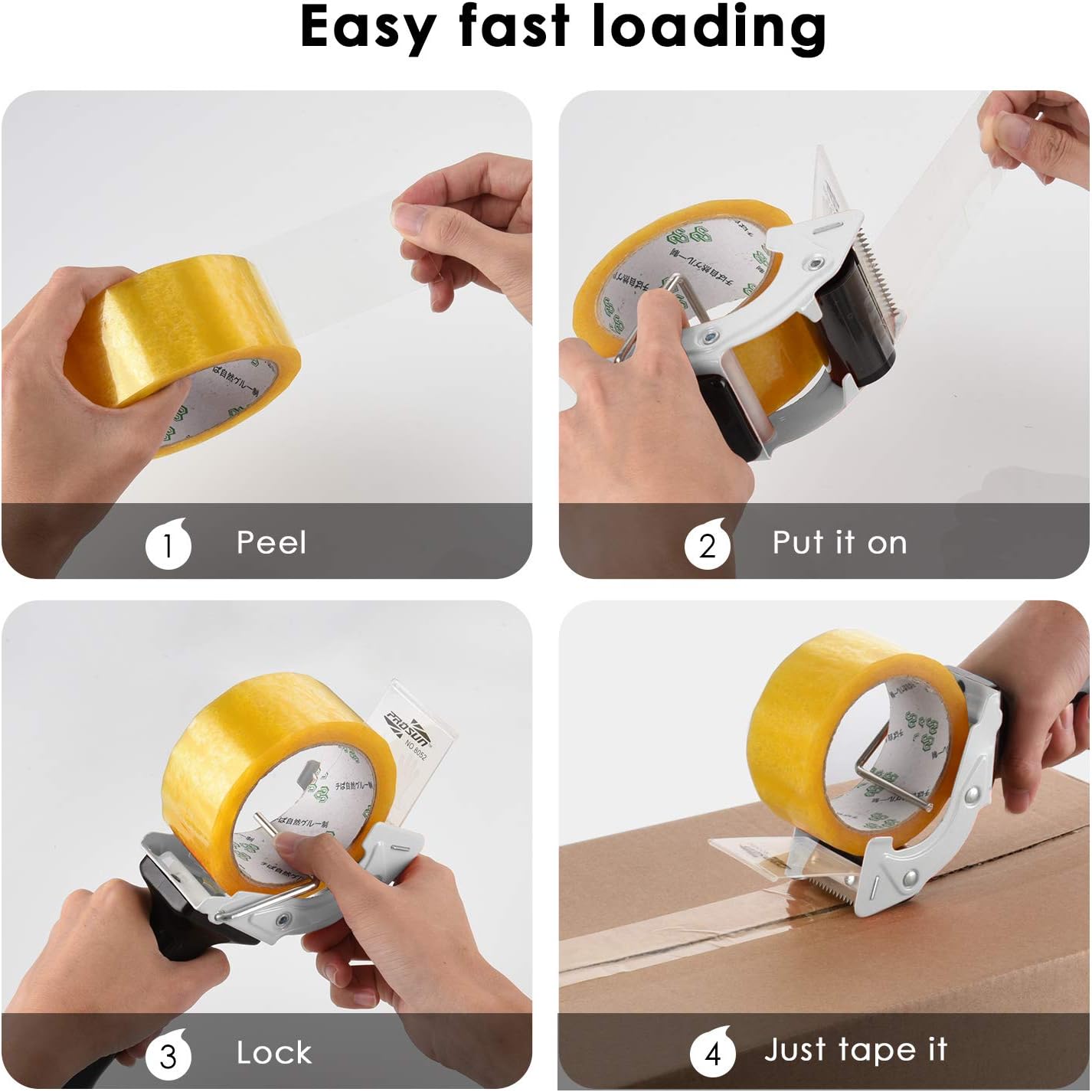 Fast Reload 2 Inch Tape Gun Dispenser Packing Packaging Sealing Cutter TG01 (TG01-WHT)