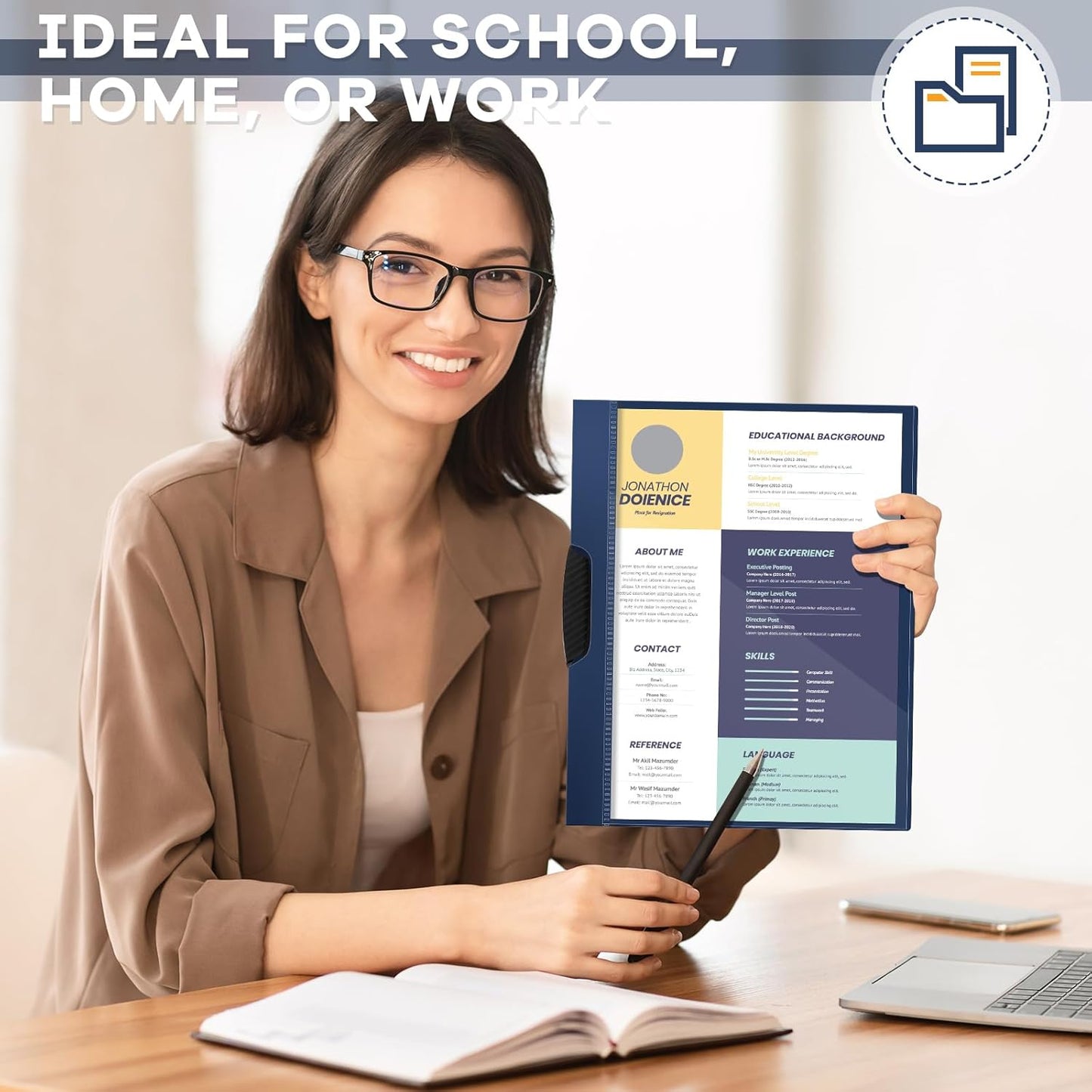 Teling 48 Pcs Report Covers with Sliding Bar Clear Plastic Presentation Folders 9.4 x 11.8 Inches Paper Binder Pocket Folder for Back to School Classroom Business Files Document Office (Navy Blue)