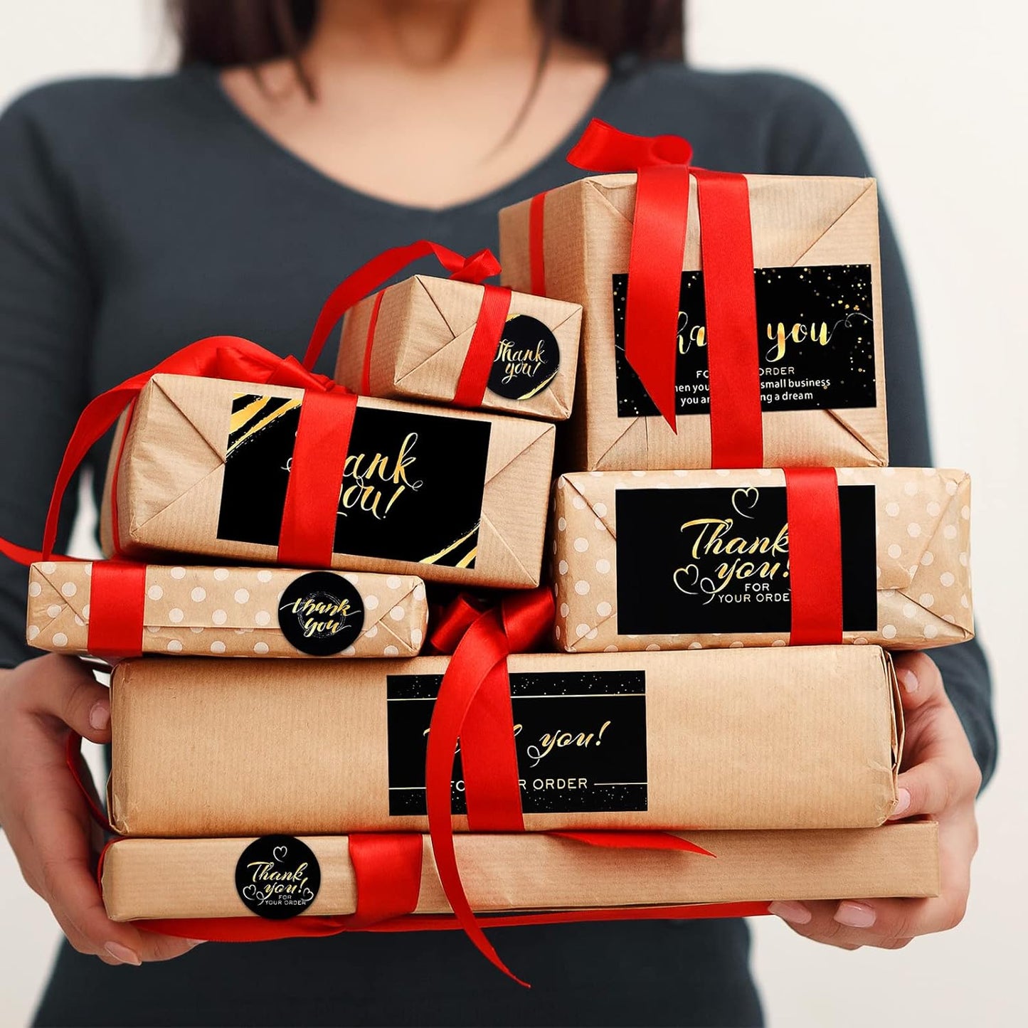 1120 Pcs Thank You Cards and Stickers Set, Include 120 Business Card 1000 Roll Labels Thank You for Supporting My Small Business Stickers Package Insert(Fresh Style)