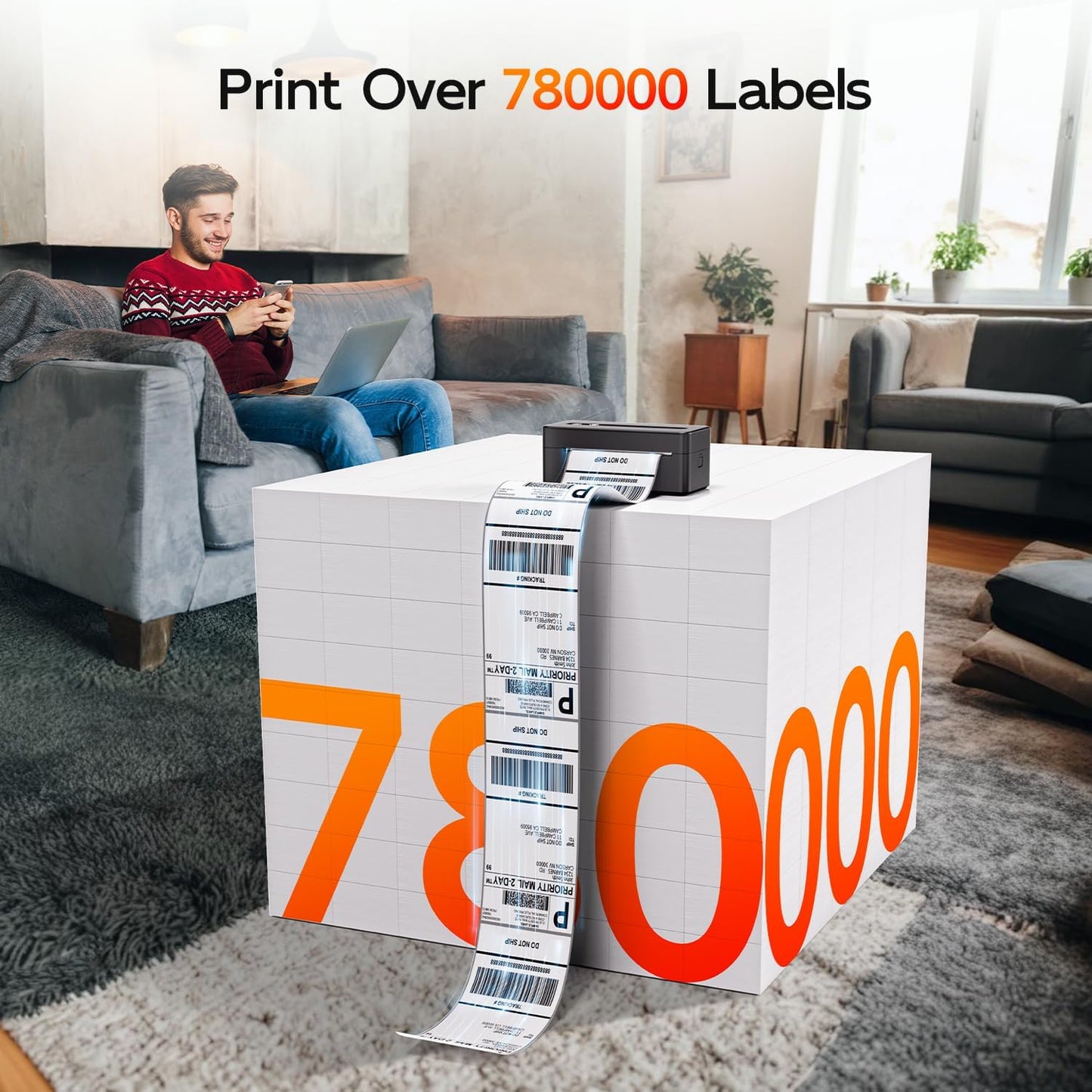 Thermal Shipping Label Printer 4X6 Upgraded, 2025 New Version Bluetooth Label Printer for Small Business and Package, Support iOS, Android, Windows, Mac, Compatible with Amazon, Shopify, USPS