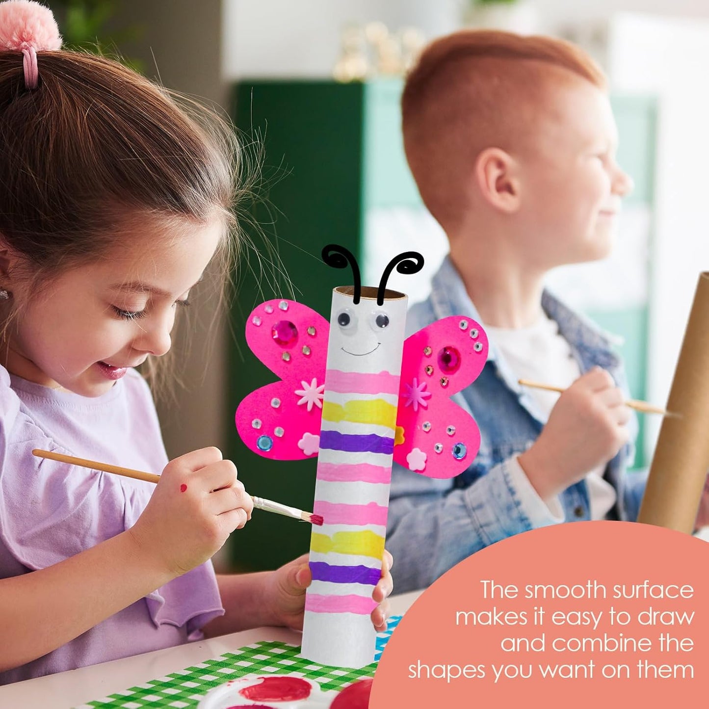 60 Pcs Cardboard Tubes for Craft 2 Size Empty Paper Towel Rolls Cardboard Toilet Paper Tubes Bulk for Classroom DIY Projects(Cowhide,1.4 x 10 Inch, 1.6 x 10 Inch)