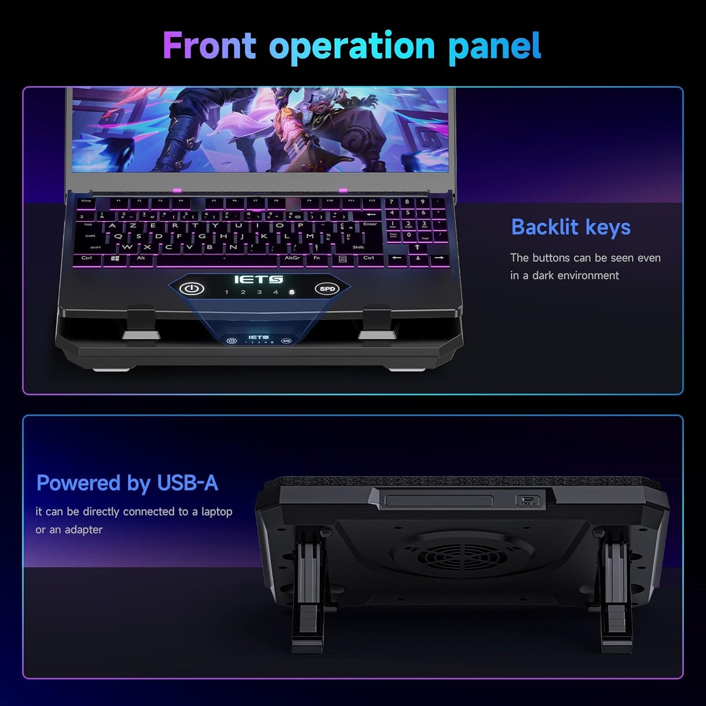 GT300 Upgraded Laptop Cooling Pad with Adjustable Stand, Turbo Boosted Cooler for Rapid Cooling 10-17inch Gaming Laptop, Flexible Sealing Ring,Featuring Air Filtration Adjustable clamp