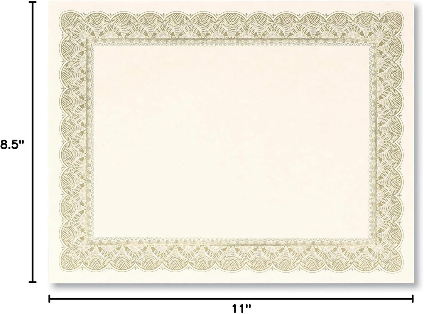 PaperDirect Gold Metallic Traditional Metal Colored Standard White Parchment Certificates, 8.5 x 11, 100 Count