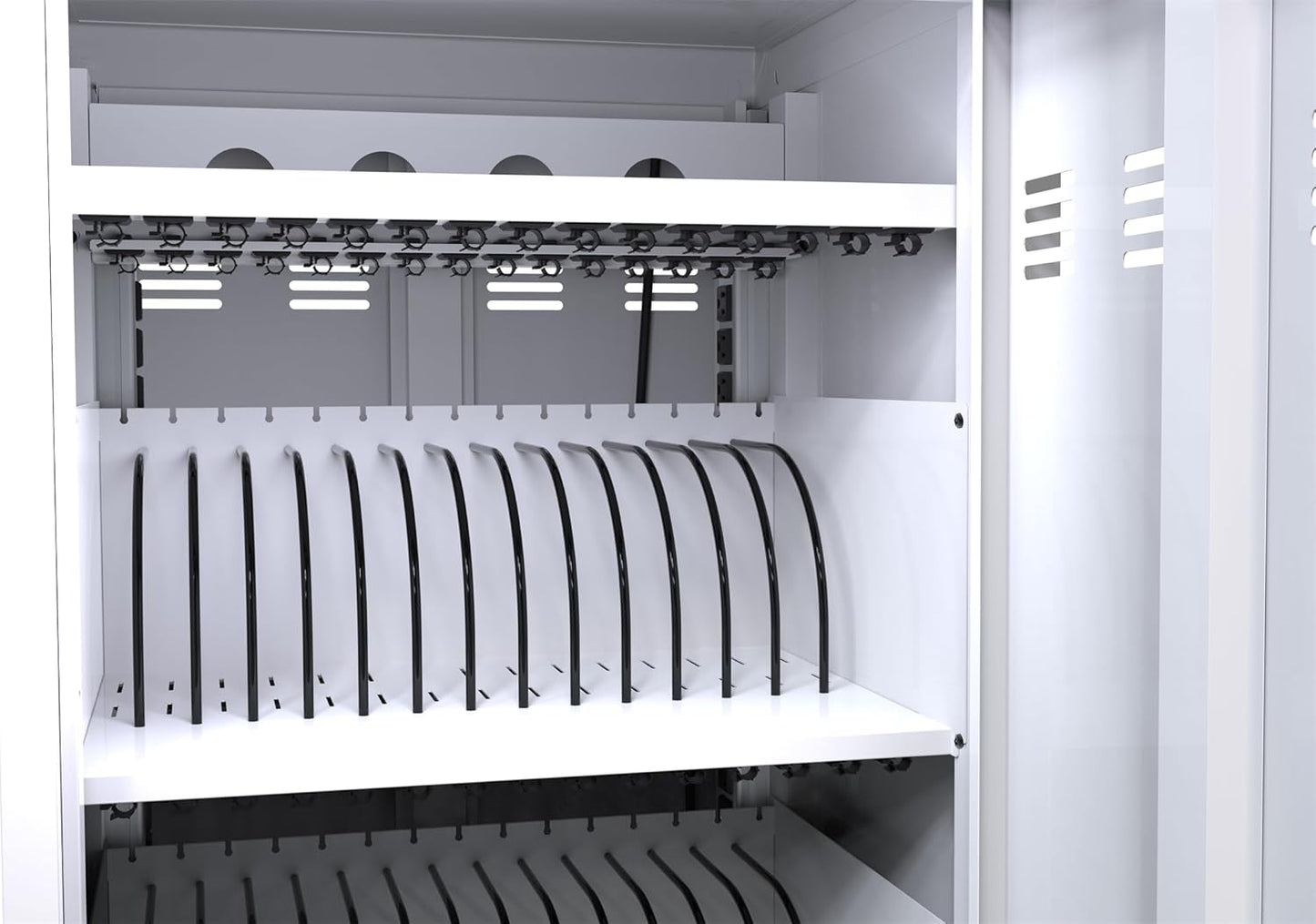 35-Device Mobile Charging Cabinet, Lockable, Up to 16.3" Screen, Tablet Laptops & Chromebooks, White