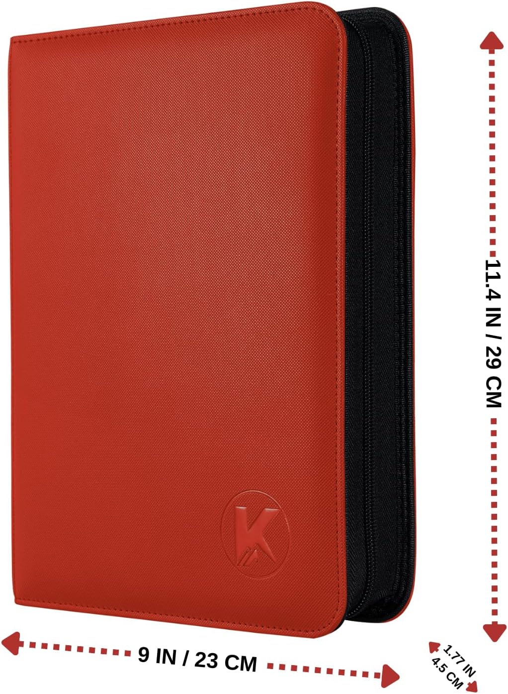 Toploader Binder, Holds 128+ Toploaders, 4 Pocket Top Loader Card Storage Case, Double-Sided Pockets for trading card in 3 x 4'' Toploaders(Red)