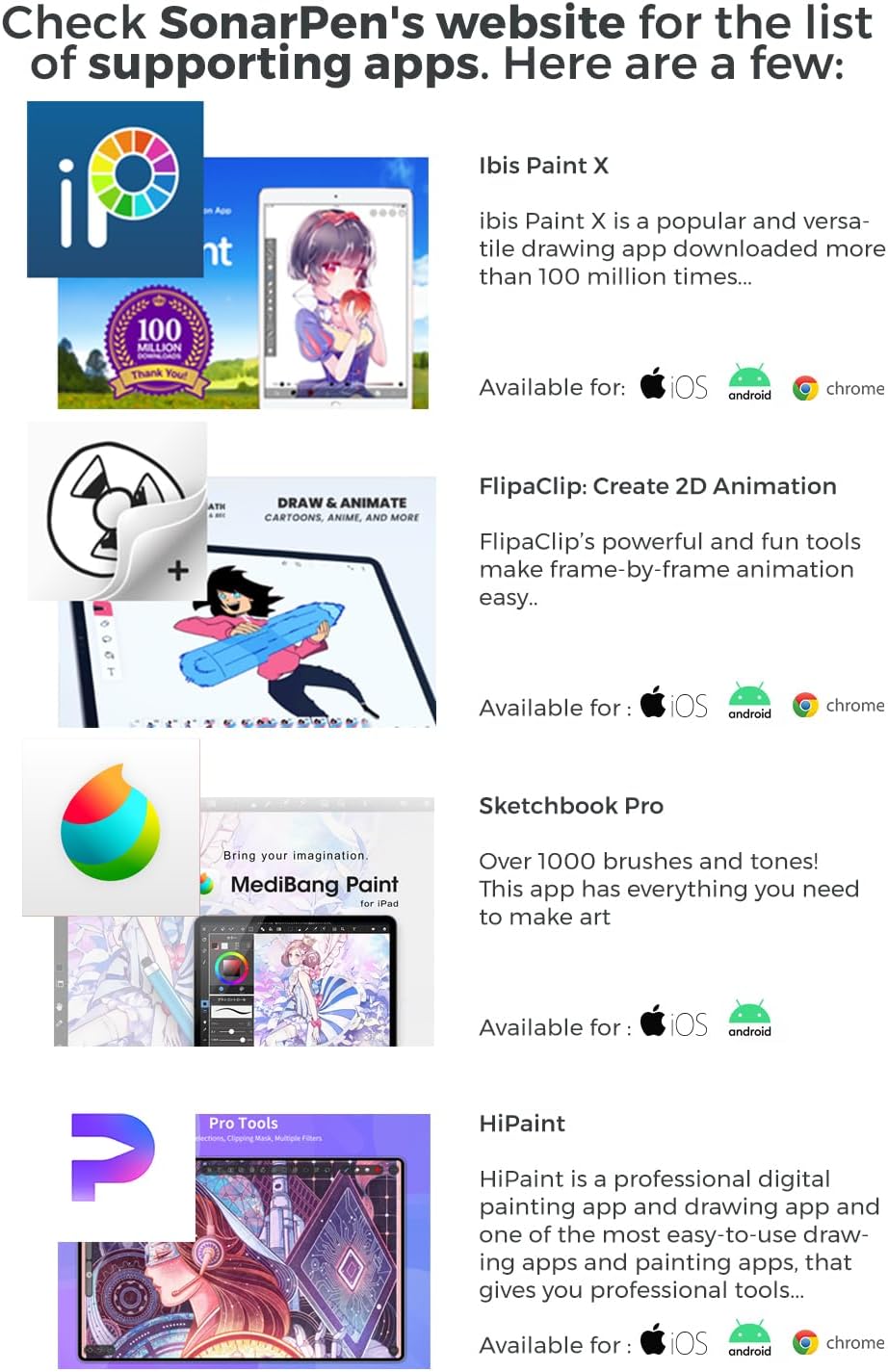 SonarPen: Pressure Sensitive Stylus Pen, with Palm Rejection and Shortcut Button. Battery-Less. Compatible with Apple iPad/iPhone/Android/Switch/Chromebook (Purple)