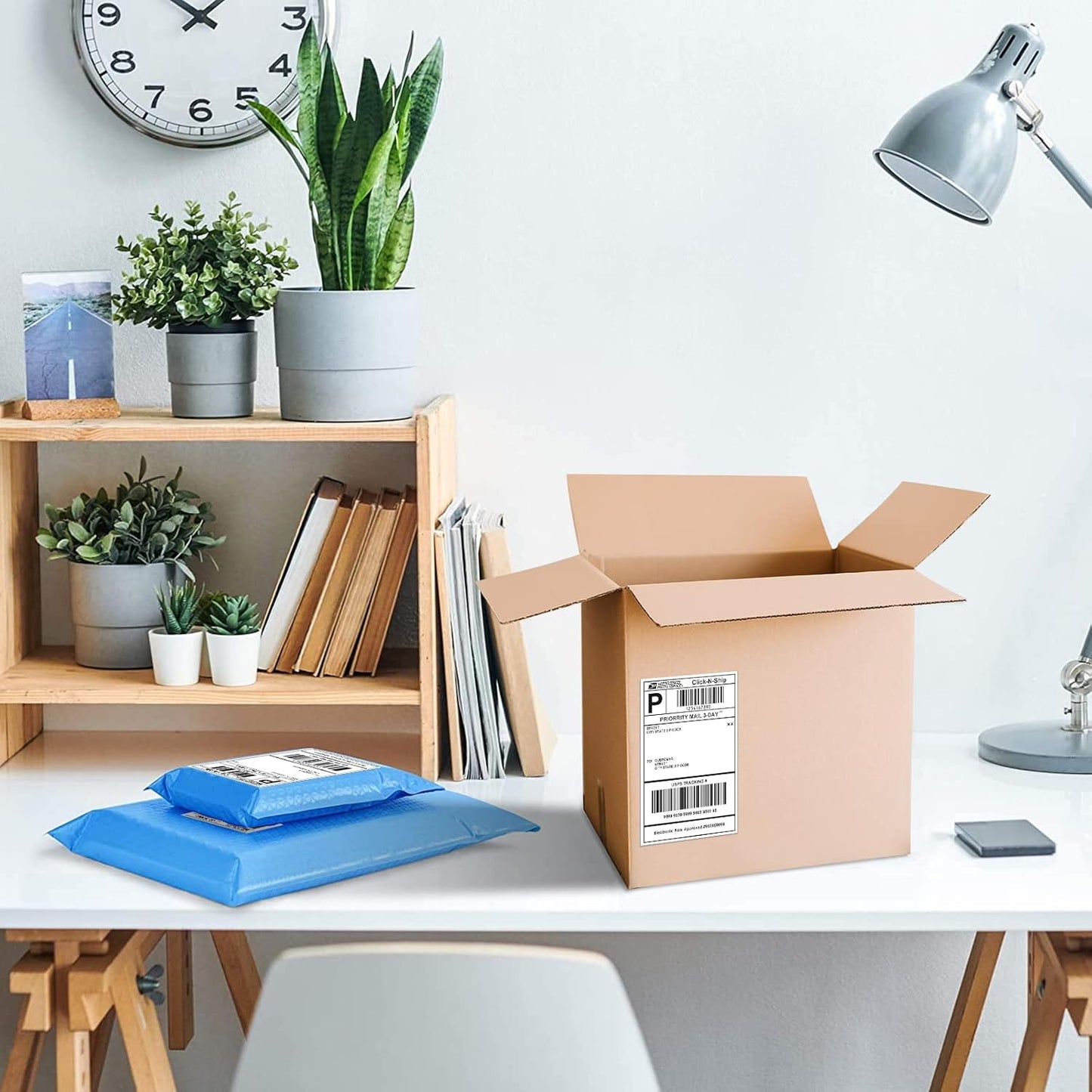 Round Corner Half Sheet 8.5" x5.5" Mailing Labels Matte Blank White Self Adhesive Shipping Labels for Laser and Ink Jet Printers 200 Label (100 Sheets)