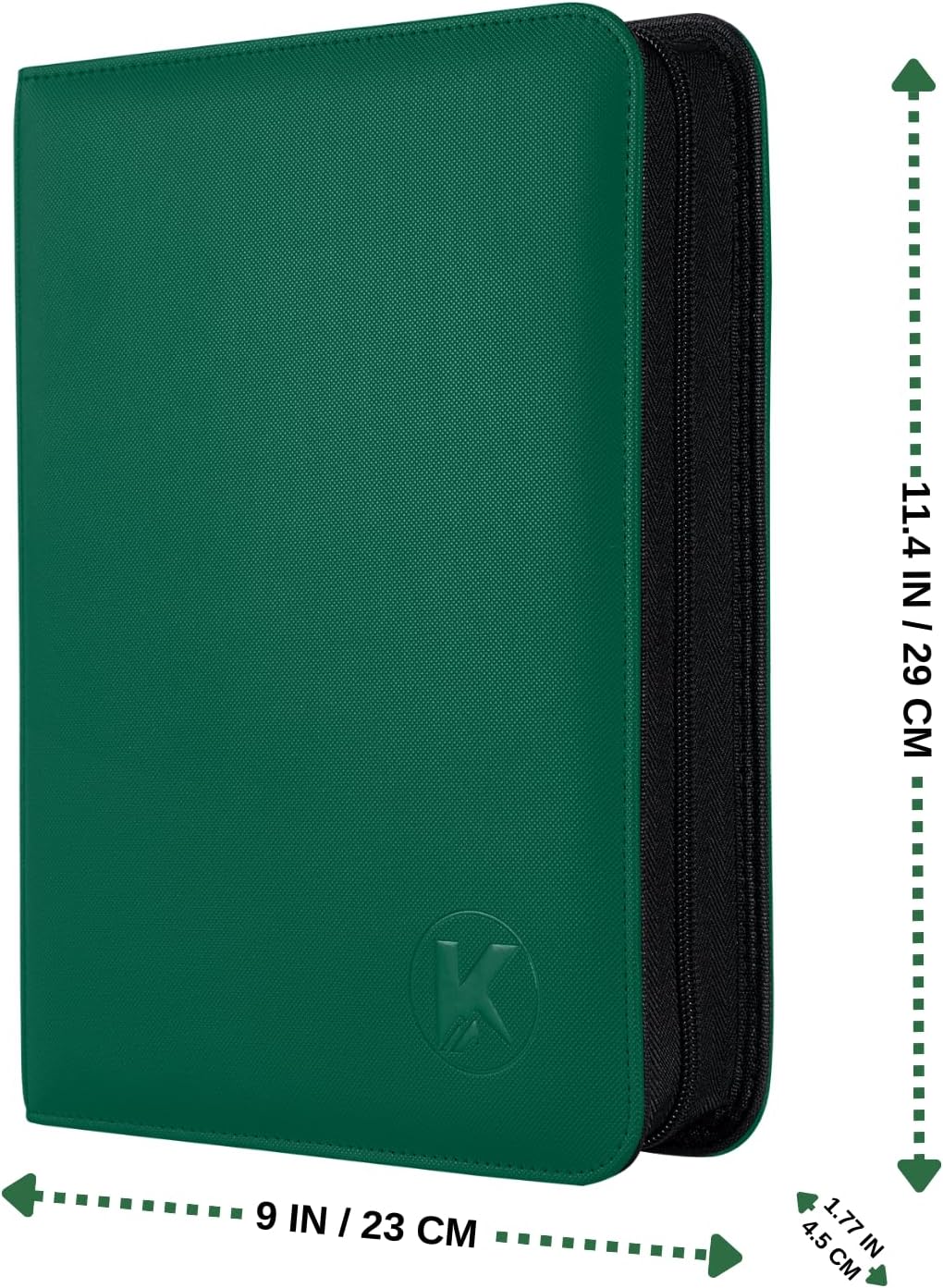 Toploader Binder, Holds 128+ Toploaders, 4 Pocket Top Loader Card Storage Case, Double-Sided Pockets for trading card in 3 x 4'' Toploaders(Green)