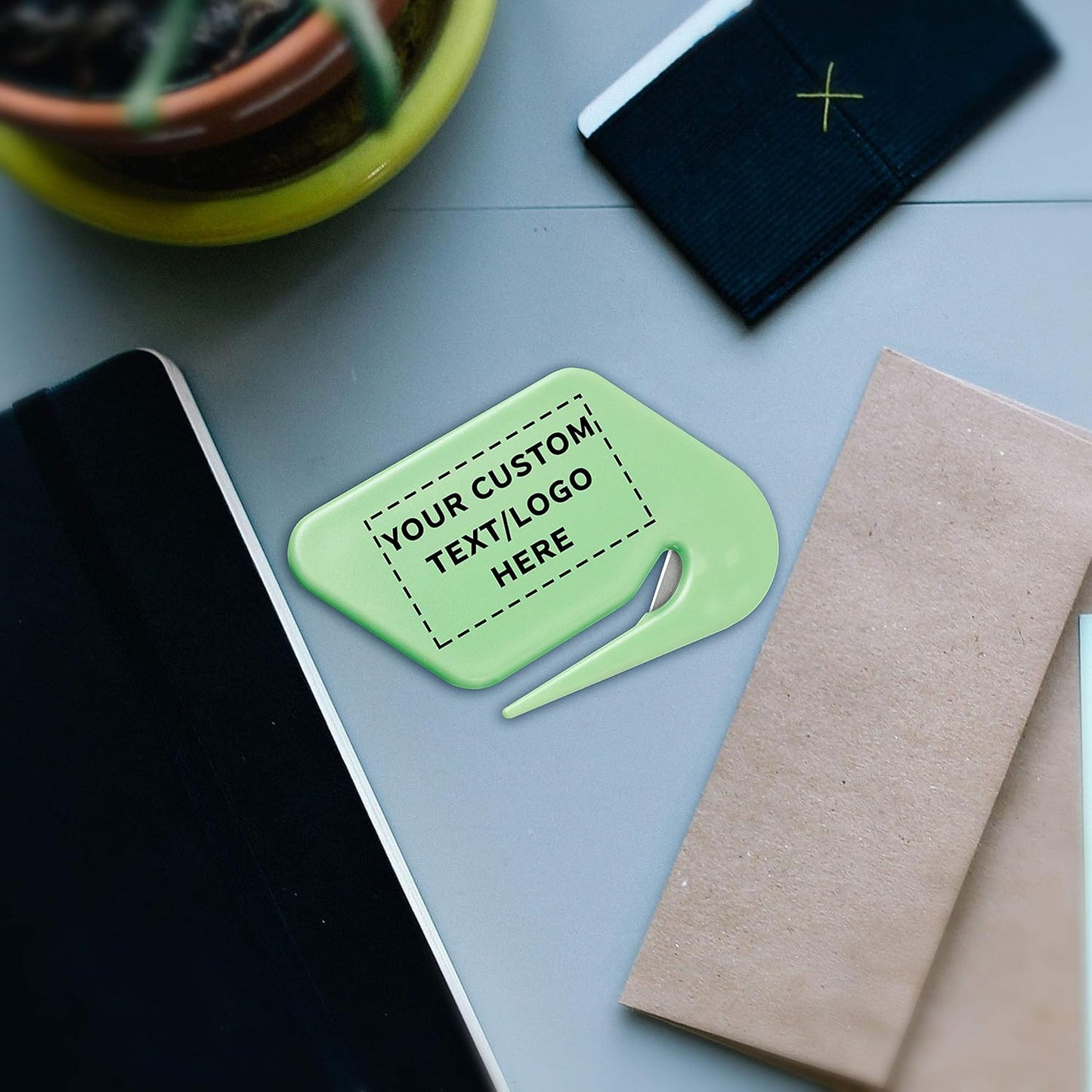 Custom Translucent Plastic Letter Openers Set of 10, Personalized Bulk Pack - Perfect for Home or Office - Green