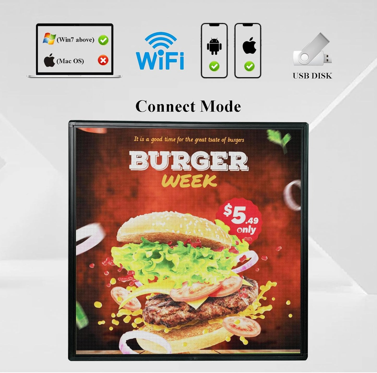 P6 Outdoor Full Color 40'' x 40'' Scrolling LED Display Digital Signage For HD images and HD Video led Sign Electronic Message Board With High Brightness For Store Advertising