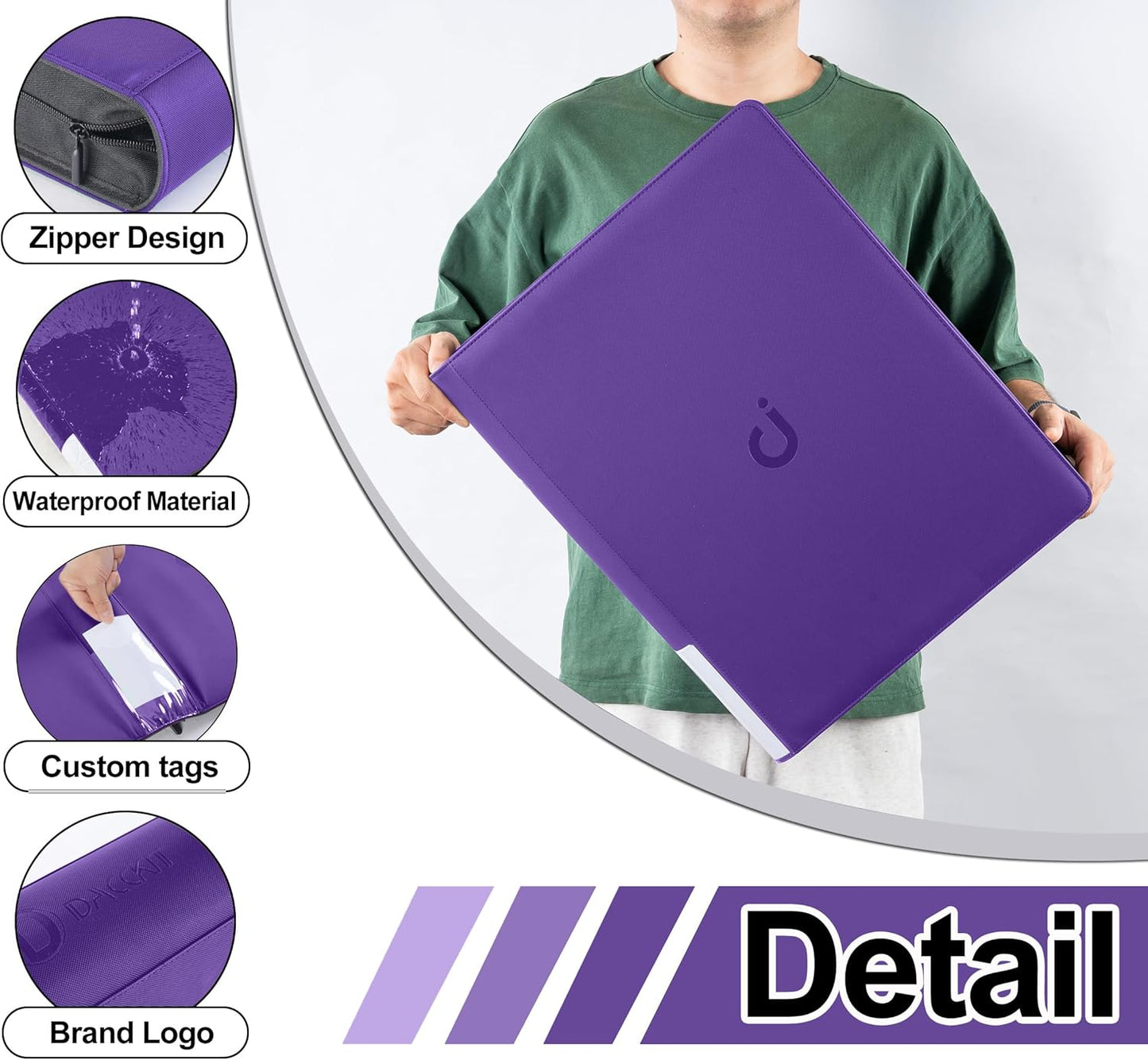 Premium Card Binder 16 Pocket - Fits 1600 Cards,4X4 Ringless Card Album with Sleeves for Trading Cards & Sports Cards(Model C,Classic Purple)
