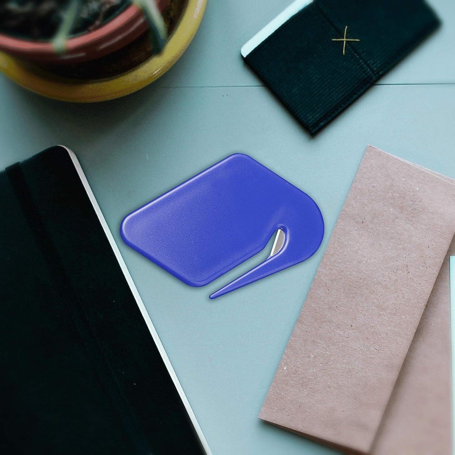 Translucent Plastic Letter Openers Set of 10, Bulk Pack - Perfect for Home or Office - Blue