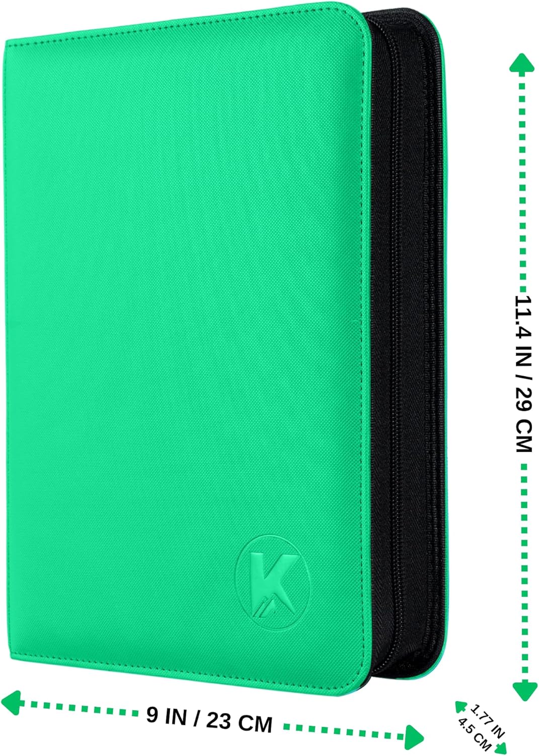 Toploader Binder, Holds 128+ Toploaders, 4 Pocket Top Loader Card Storage Case, Double-Sided Pockets for trading card in 3 x 4'' Toploaders (Grass Green)