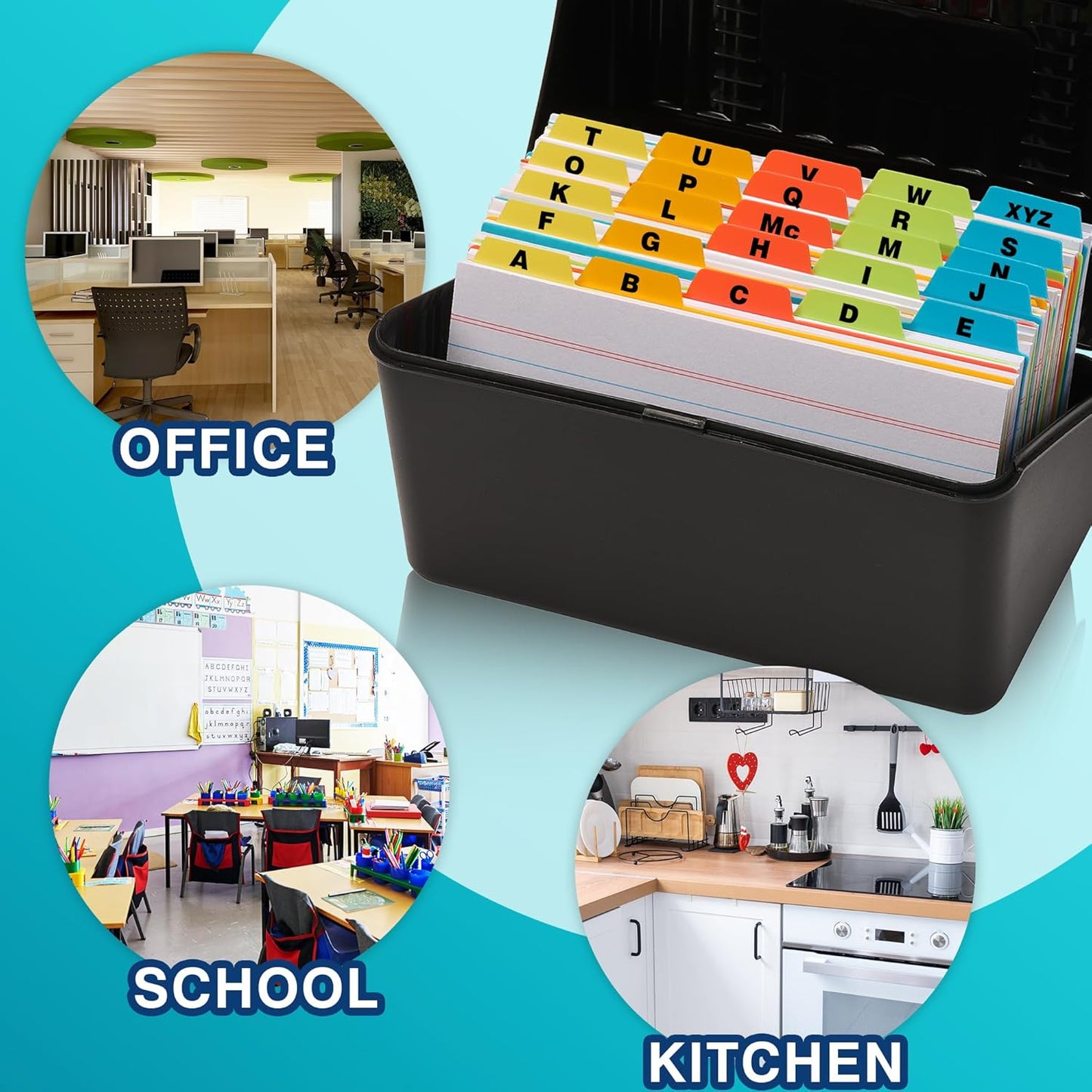 Chell 5x8 Plastic Index Card Dividers, Heavyweight Poly Index Card Guides A-Z for Flash Cards and Recipe Cards, with Alphabetical/Blank Stickers, Pack of 25