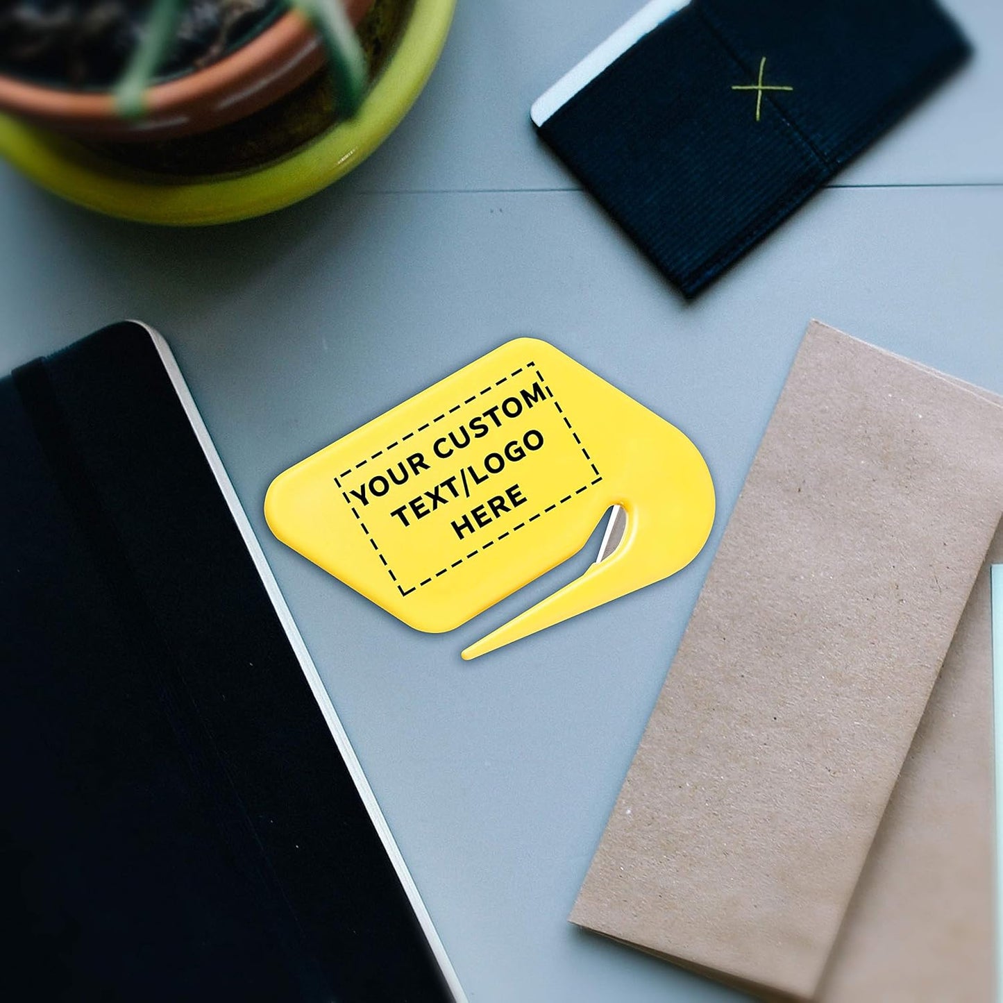 Custom Translucent Plastic Letter Openers Set of 50, Personalized Bulk Pack - Perfect for Home or Office - Yellow