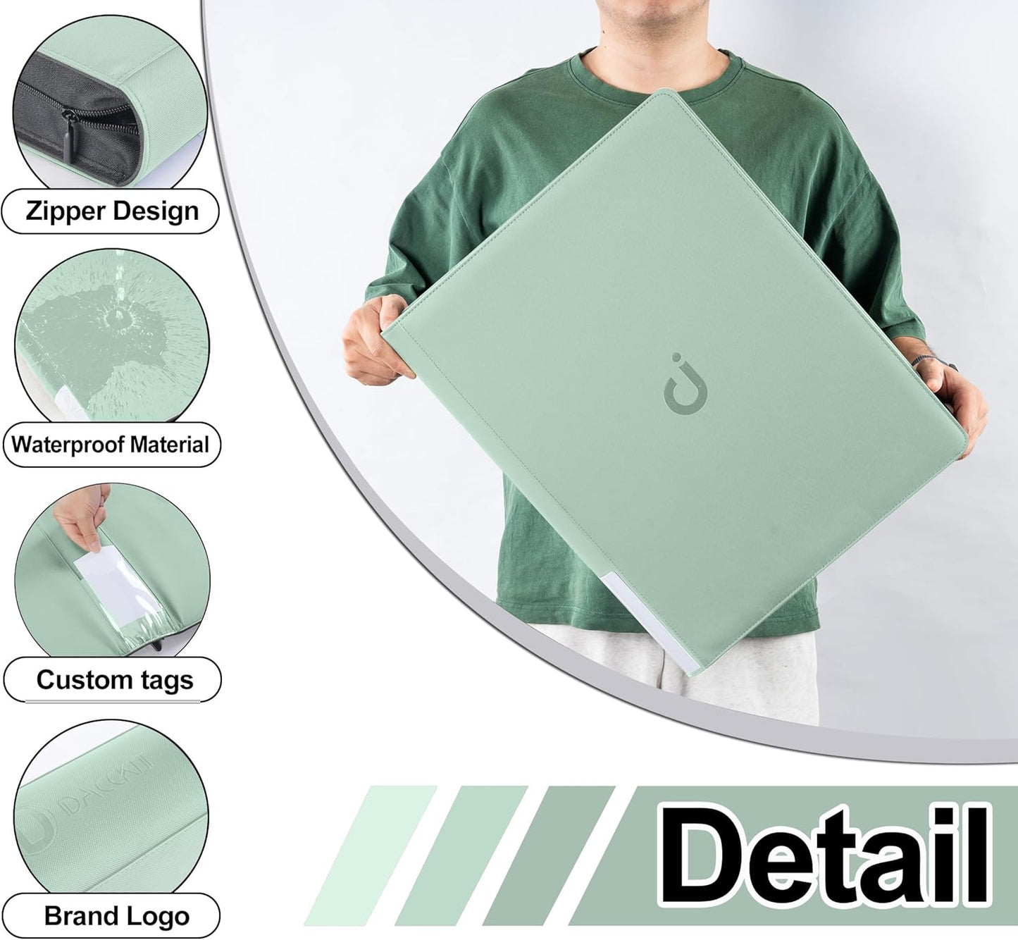 Premium Card Binder 16 Pocket - Fits 1600 Cards,4X4 Ringless Card Album with Sleeves for Trading Cards & Sports Cards(Model C,Asakusa Green)