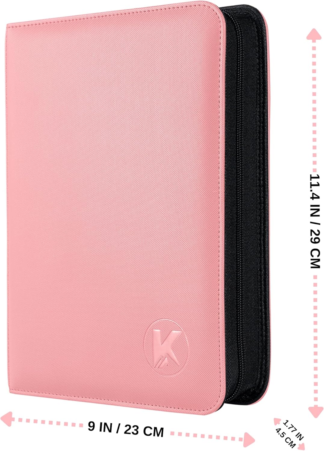 Toploader Binder, Holds 128+ Toploaders, 4 Pocket Top Loader Card Storage Case, Double-Sided Pockets for trading card in 3 x 4'' Toploaders(Pink)