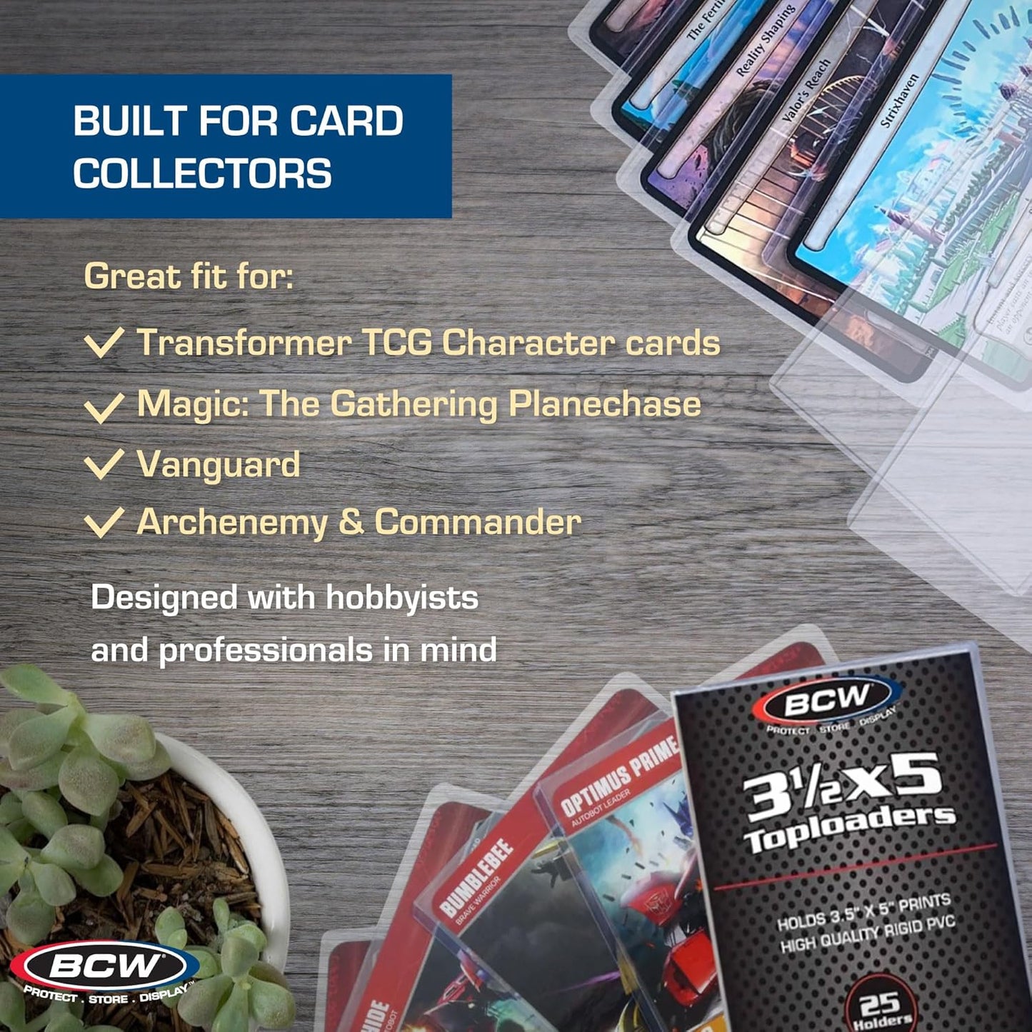 BCW 3.5x5 Topload Holder - 25 Pack | Premium Rigid Plastic Protector Case for Trading Cards, Index Cards, and Photos | Perfect Fit for Transformer TCG, Magic: The Gathering, and More