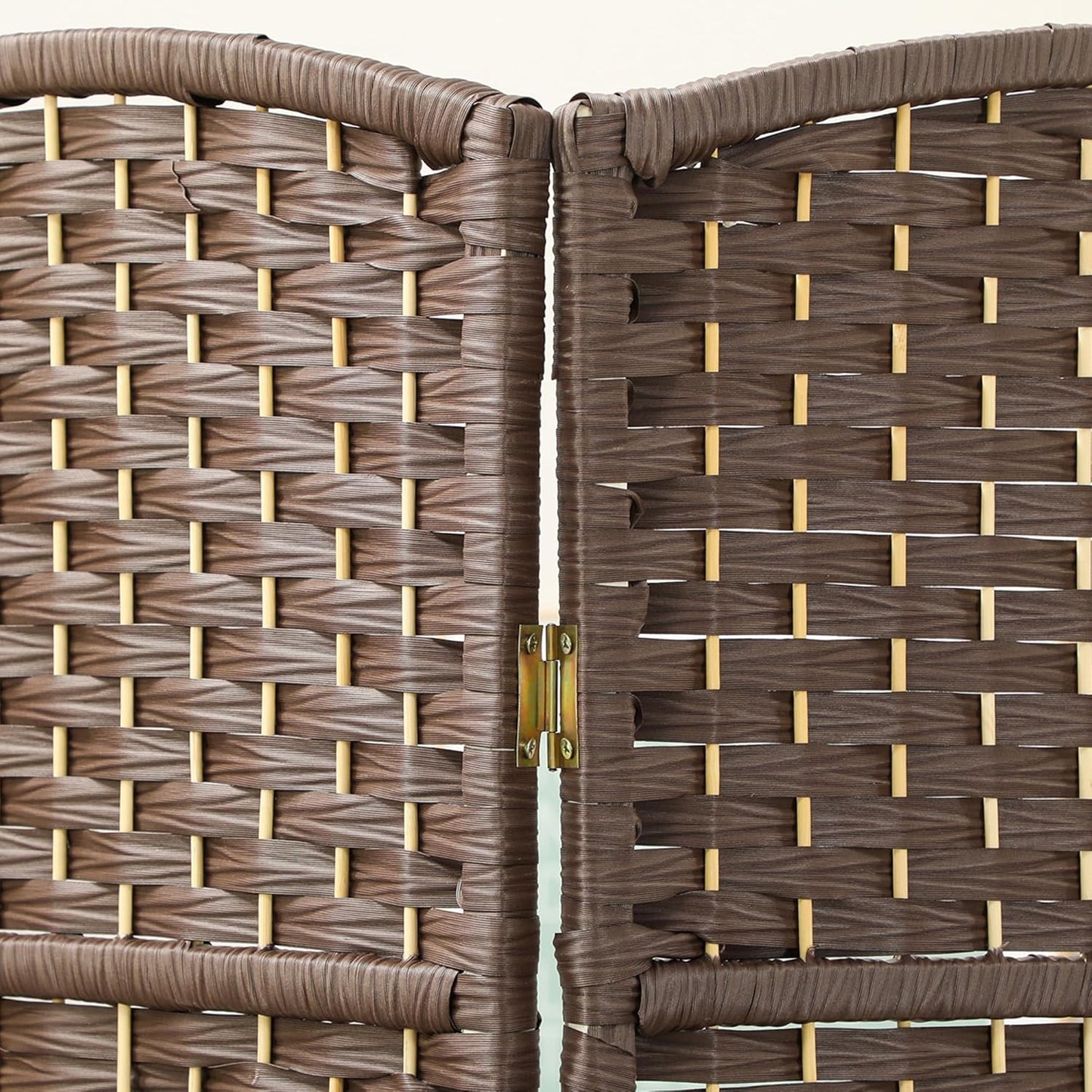 HOMCOM 4 Panel Room Divider, 6' Tall Folding Privacy Screen, Hand-Woven Freestanding Wall Partition for Home Office, Bedroom, Brown