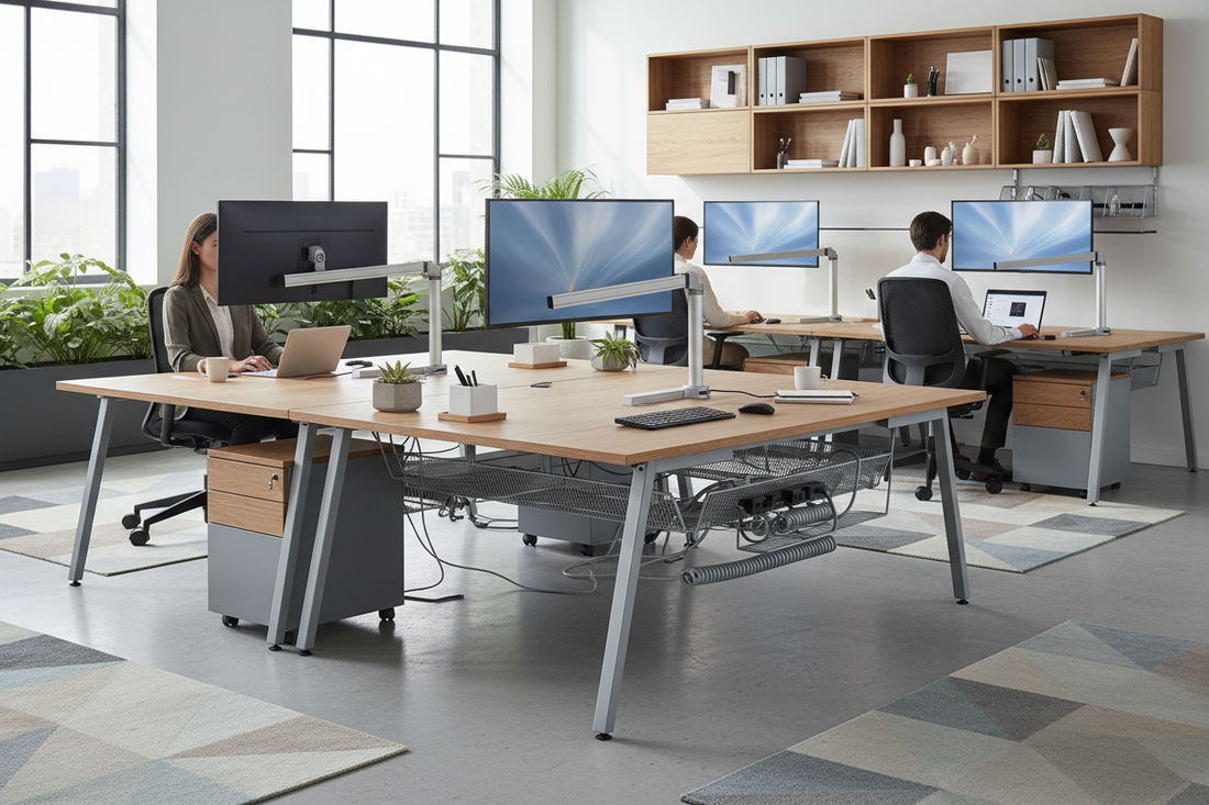 Efficient Hybrid Offices With Carts & Stands, Cord Management, and Office Storage Supplies