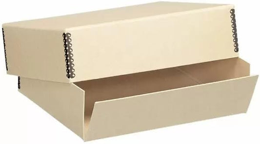 Lineco Museum Archival Storage Box, 11.75x15.25x3 in. Drop Front Design. Acid-Free with Metal Edge. Organize Photos, Pictures, Prints, Documents, Crafts, DIY. Tan, 1 Pack