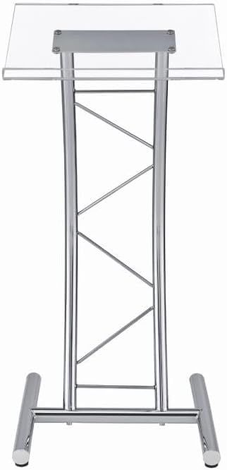 Kingdom KML16CHR Modern Podium, Lectern or Pulpit for Churches with Polished Chrome & Large Acrylic Top