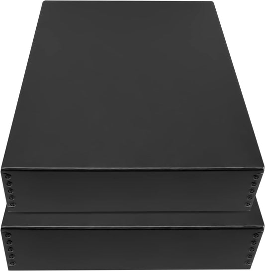 Lineco, 11x14 Black Museum Archival Storage Box, Drop Front Design, 11.75x15.25x3 in, Acid-Free with Metal Edge, Preserves Picture Longevity, Organize Photos Documents, Crafts, DIY, 2 Pack