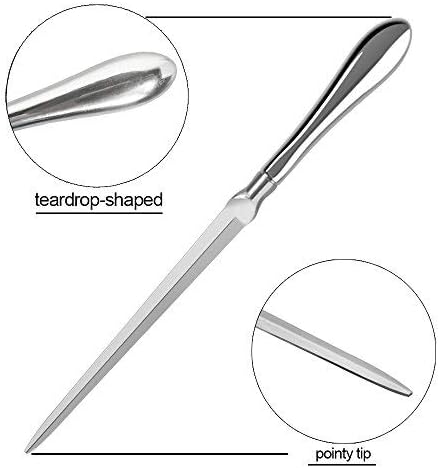 2 Pack Letter Opener, Envelope Open Slitter Metal Letter Opening Knife Silvery Hand Envelope Slitter for Home Office Supplies (9 Inch)